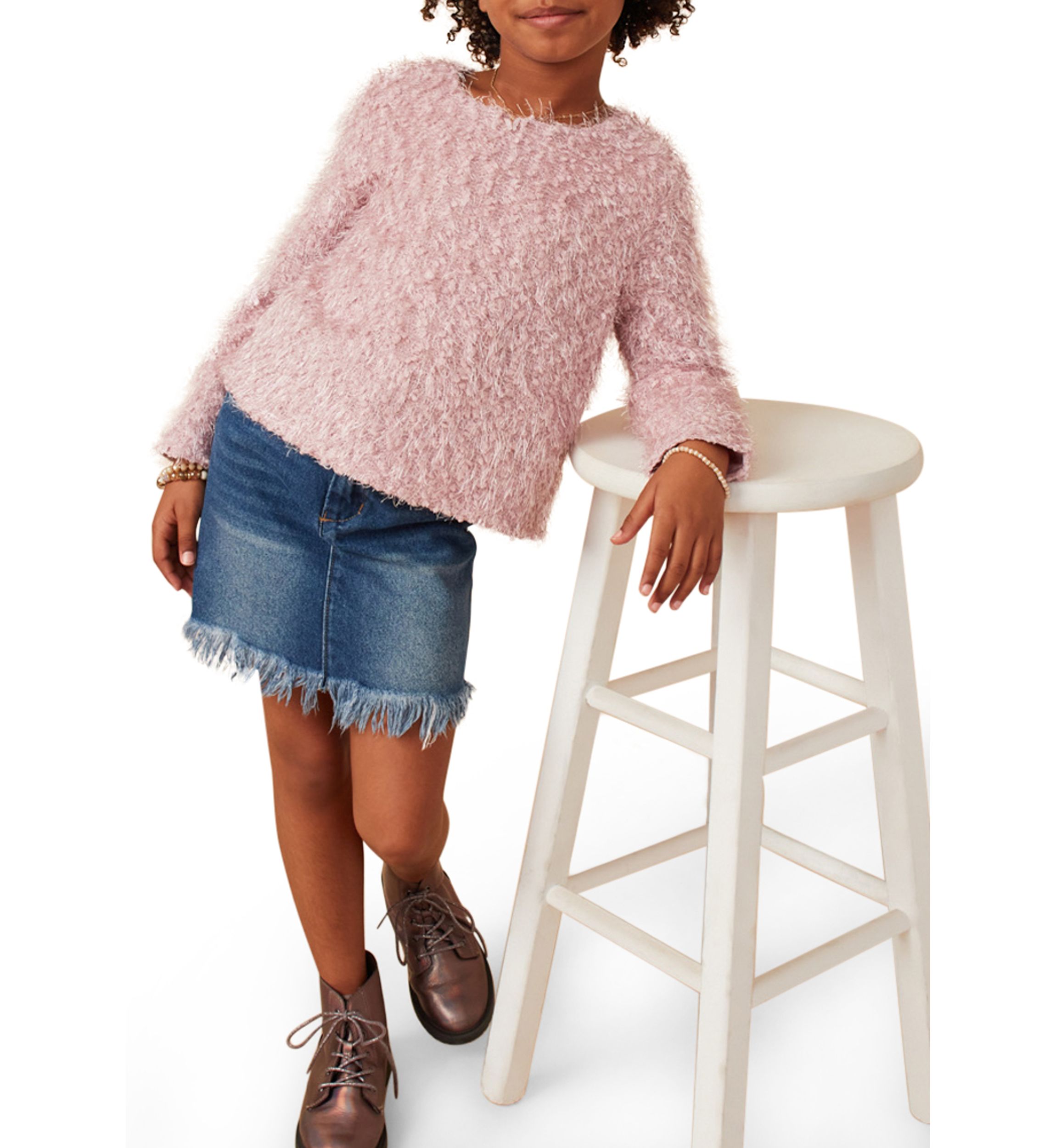 Girls 7-16 Fringe Detail Spangle Top