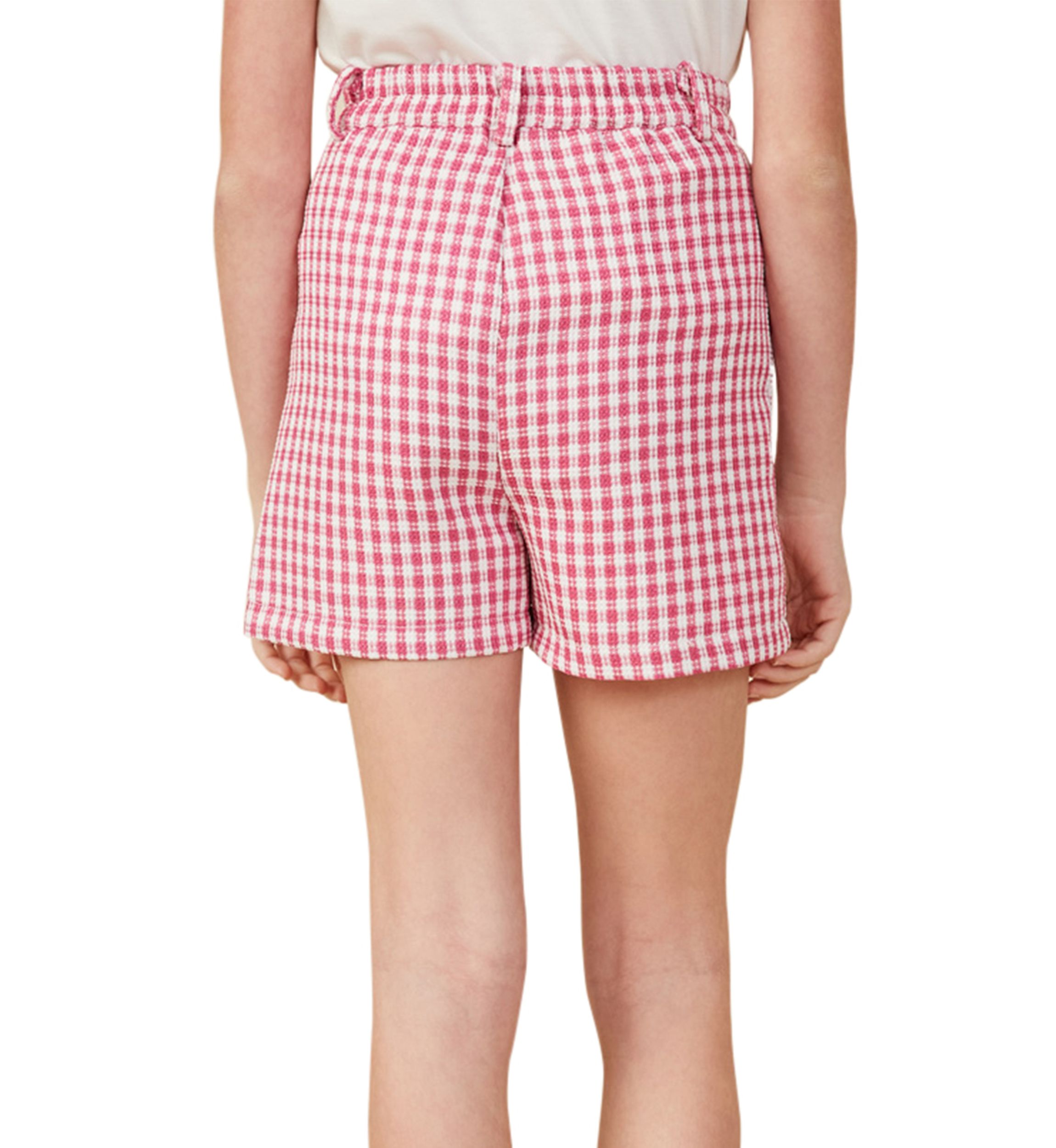 Girls 7-16 Pleated Detailed Textured Checkered Shorts
