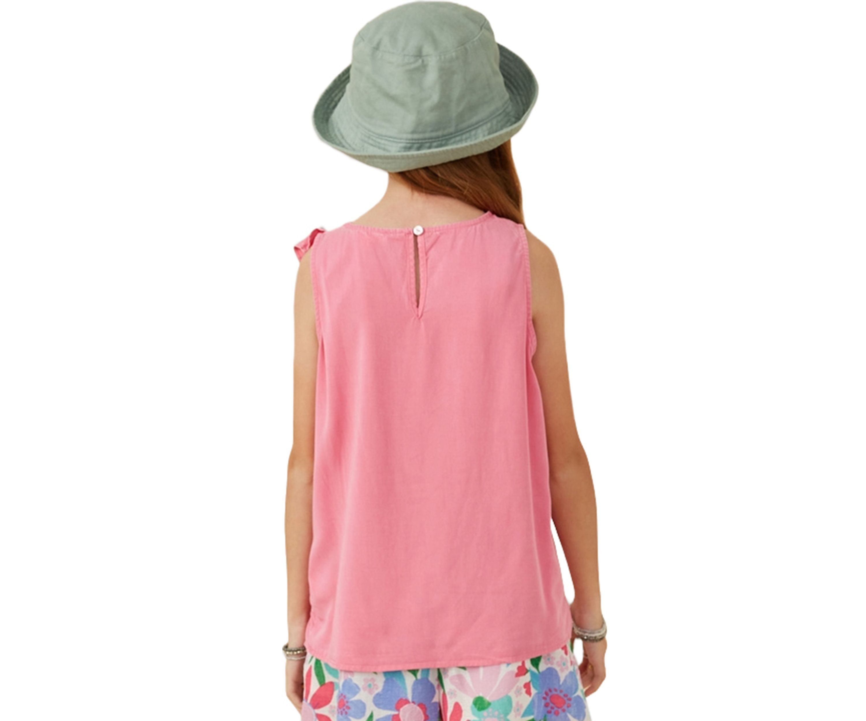 Girls 7-16 Washed Ruffle Crew Neck Top 