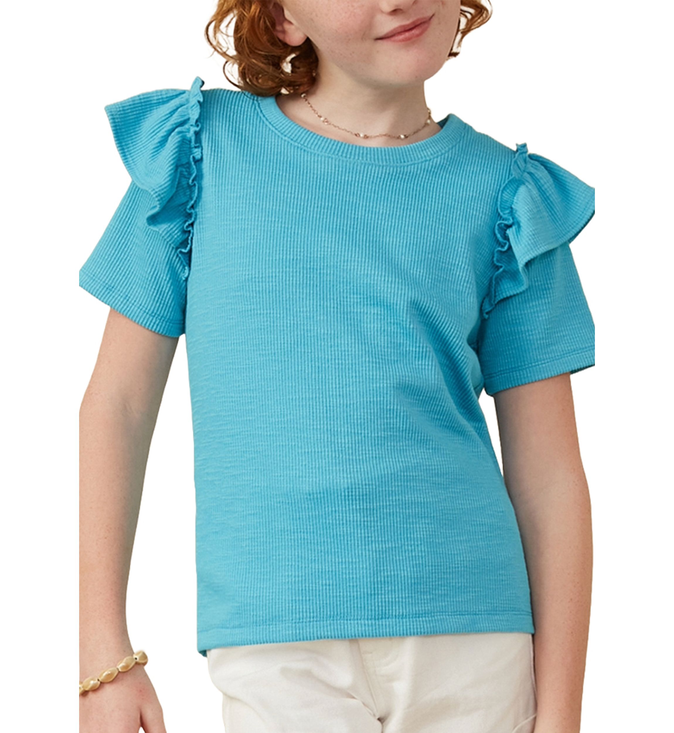 Girls 7-16 Marled Ruffle Top