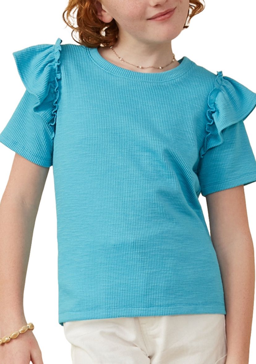 Girls 7-16 Marled Ruffle Top
