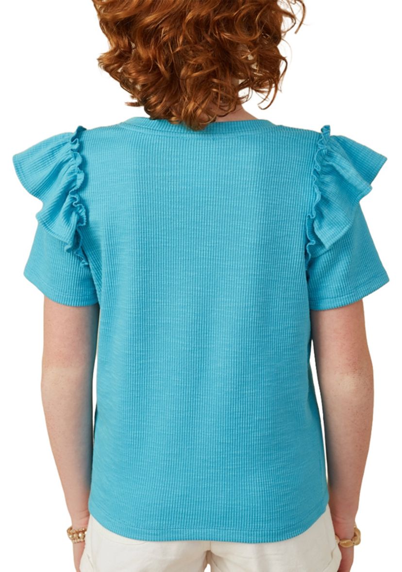 Girls 7-16 Marled Ruffle Top