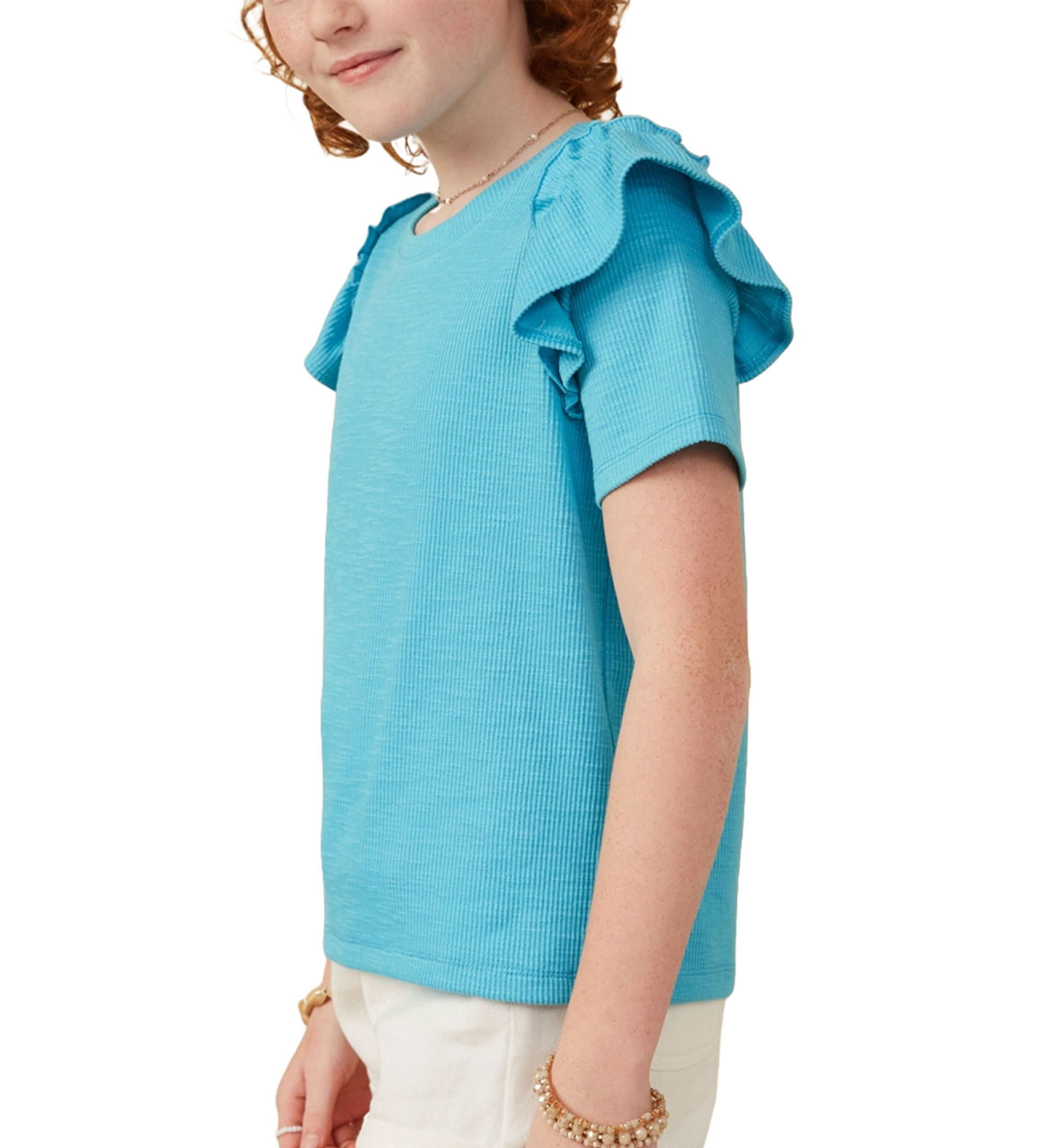 Girls 7-16 Marled Ruffle Top