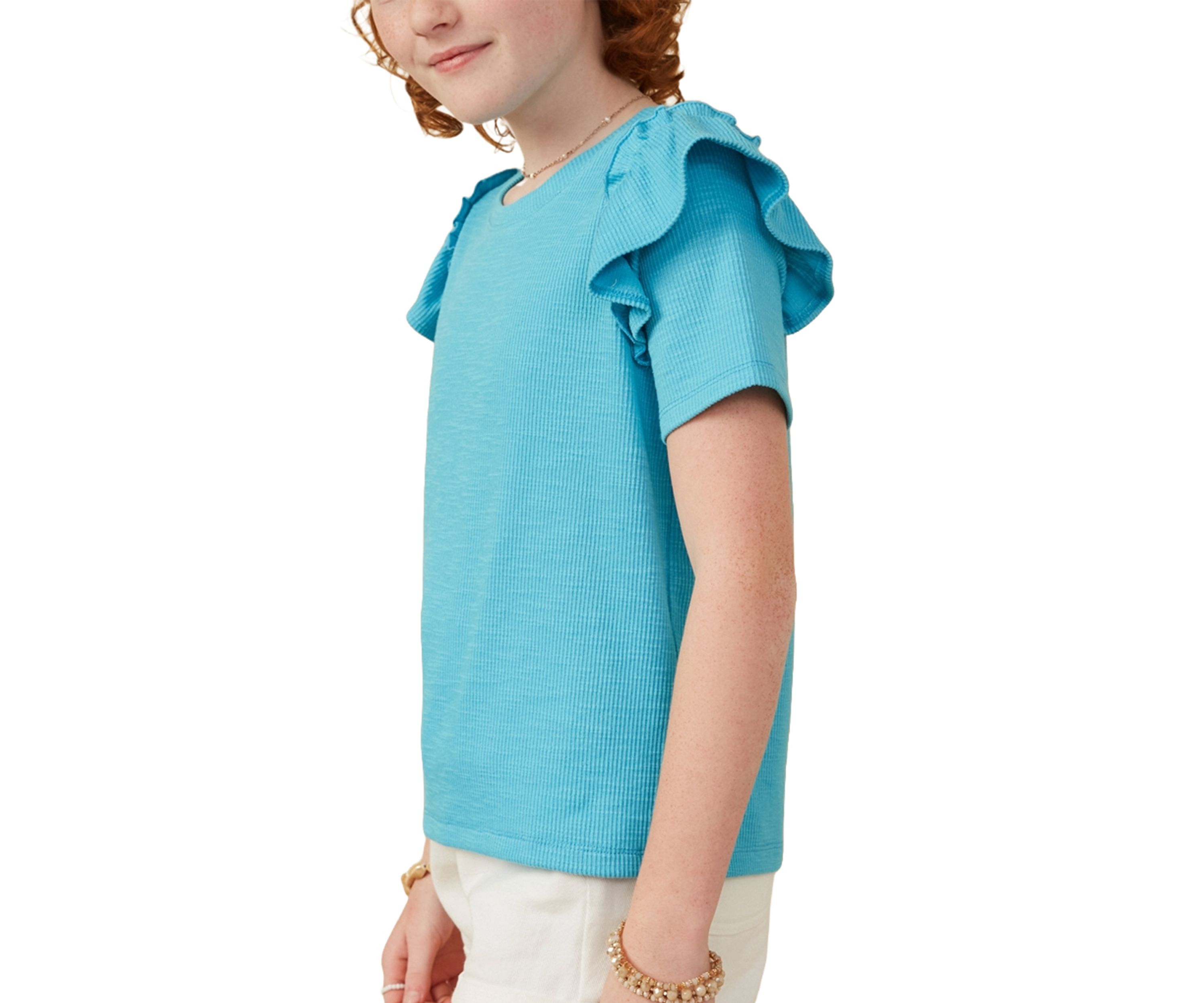 Girls 7-16 Marled Ruffle Top