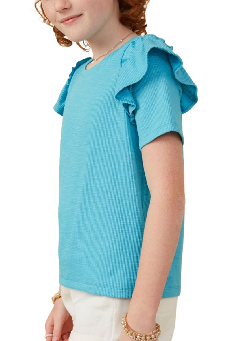 Girls 7-16 Marled Ruffle Top