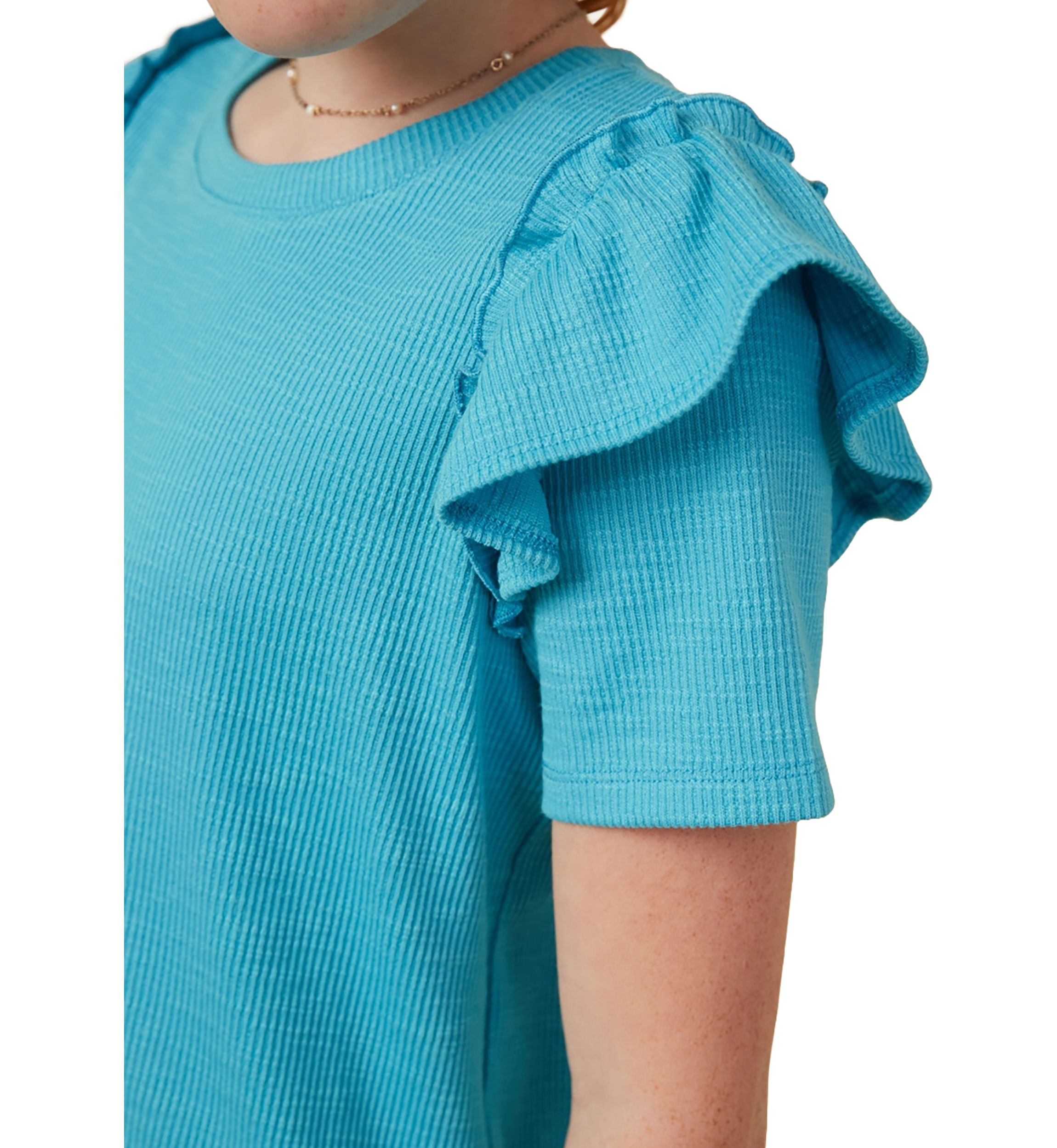 Girls 7-16 Marled Ruffle Top