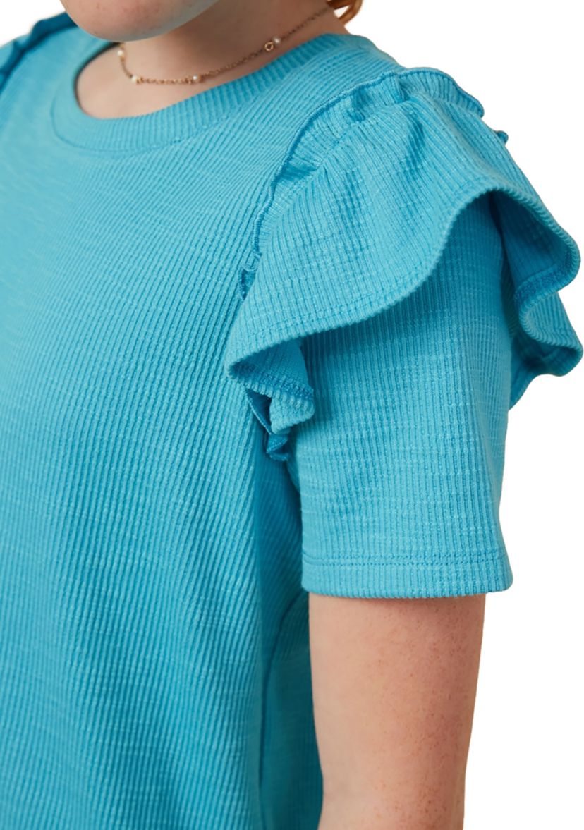 Girls 7-16 Marled Ruffle Top