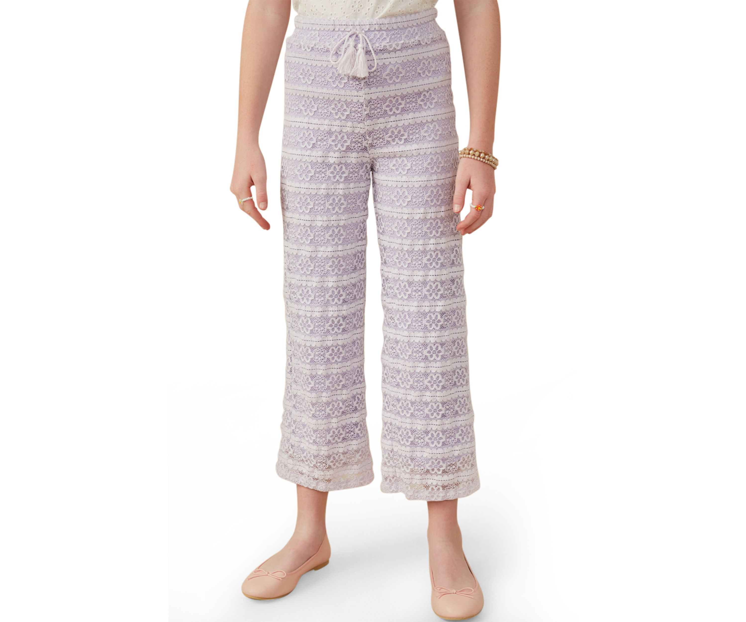 Girls 7-16 Tassel Tie Stretch Floral Printed Pants