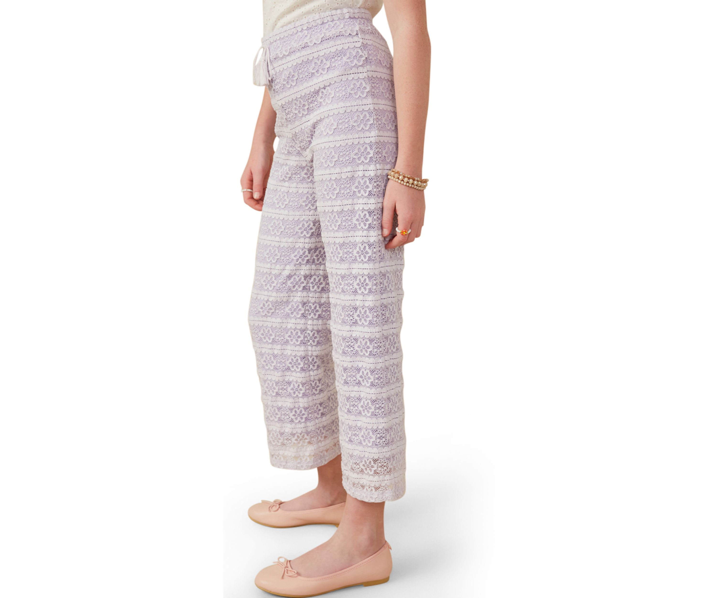 Girls 7-16 Tassel Tie Stretch Floral Printed Pants