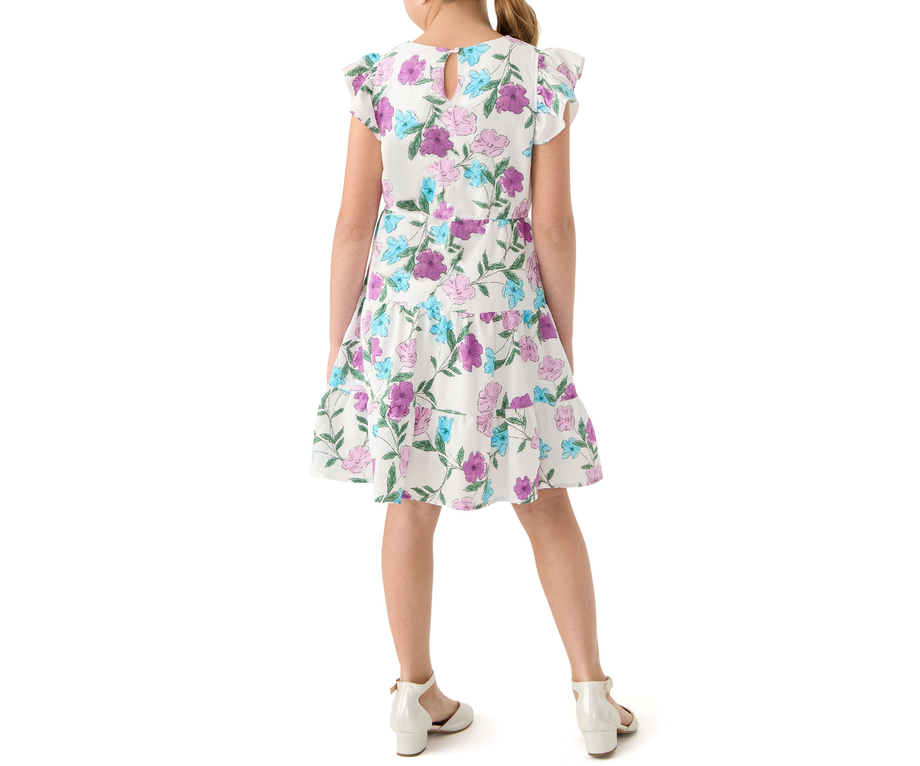Girls 7-16 Floral Print Ruffle Dress