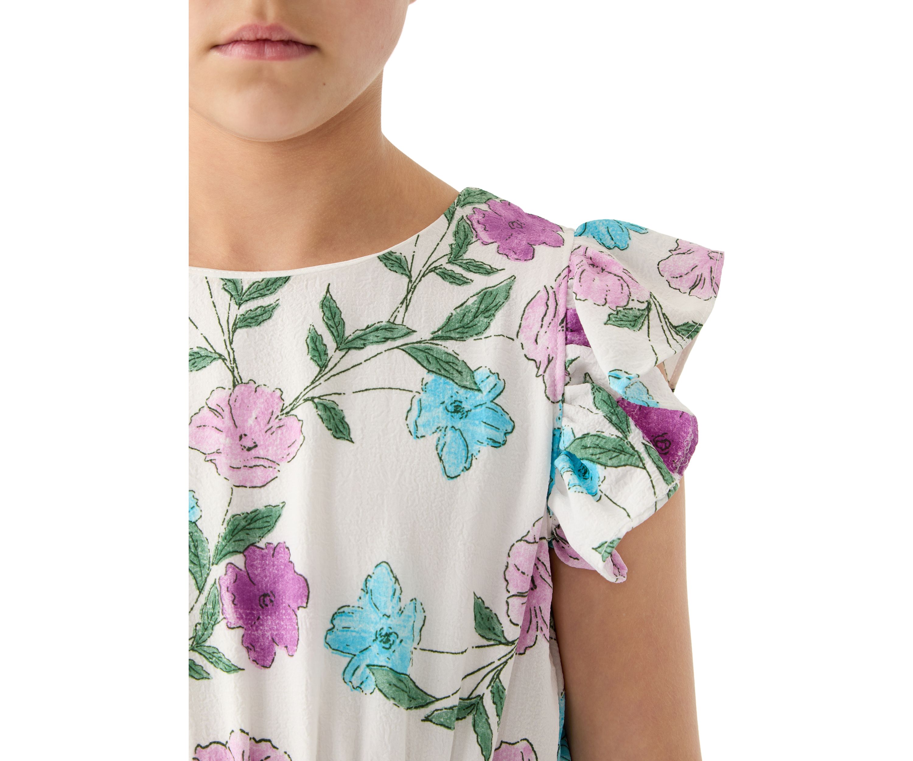 Girls 7-16 Floral Print Ruffle Dress