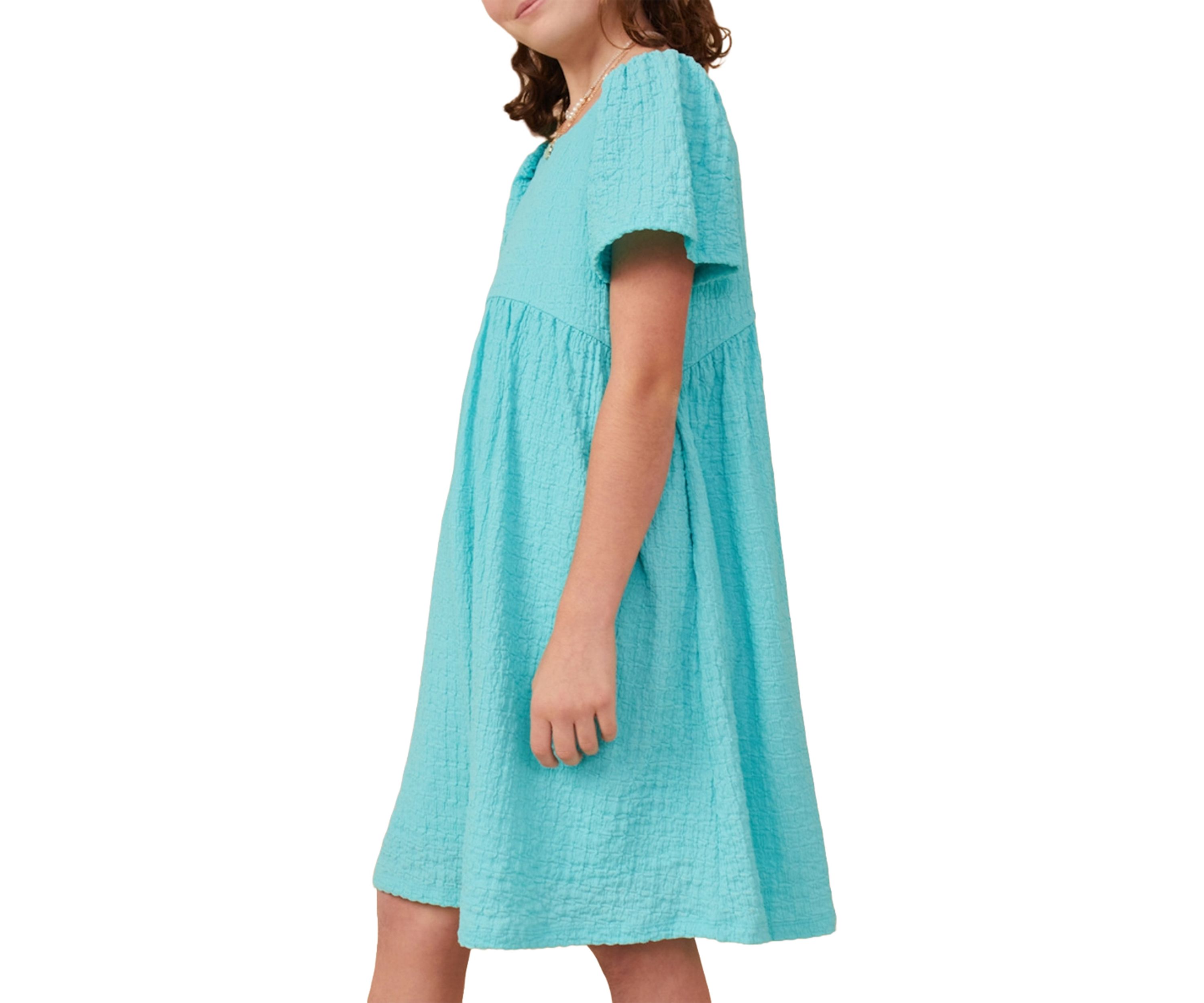 Girls 7-16 Textured Rounded Waistline Dress