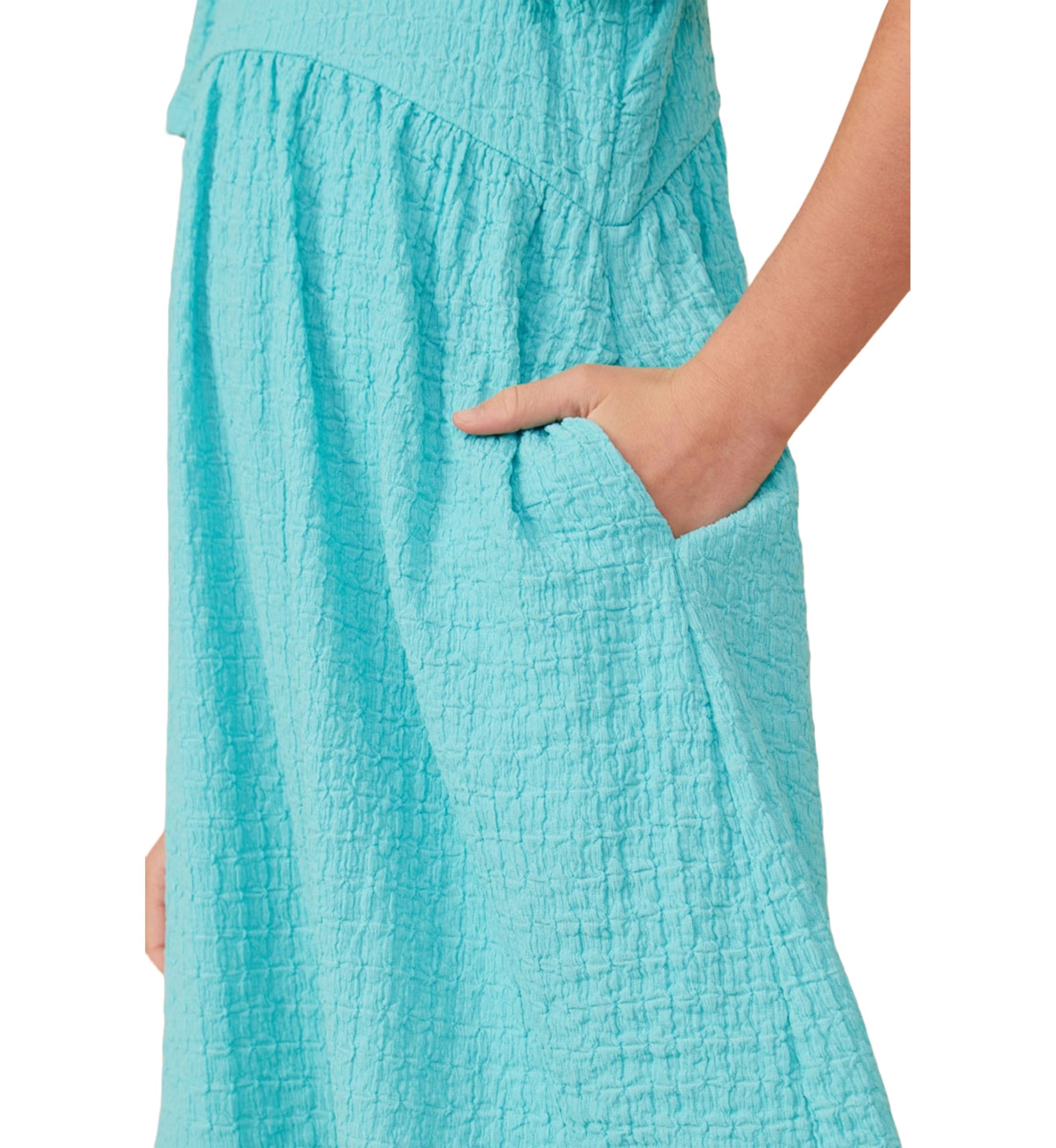 Girls 7-16 Textured Rounded Waistline Dress