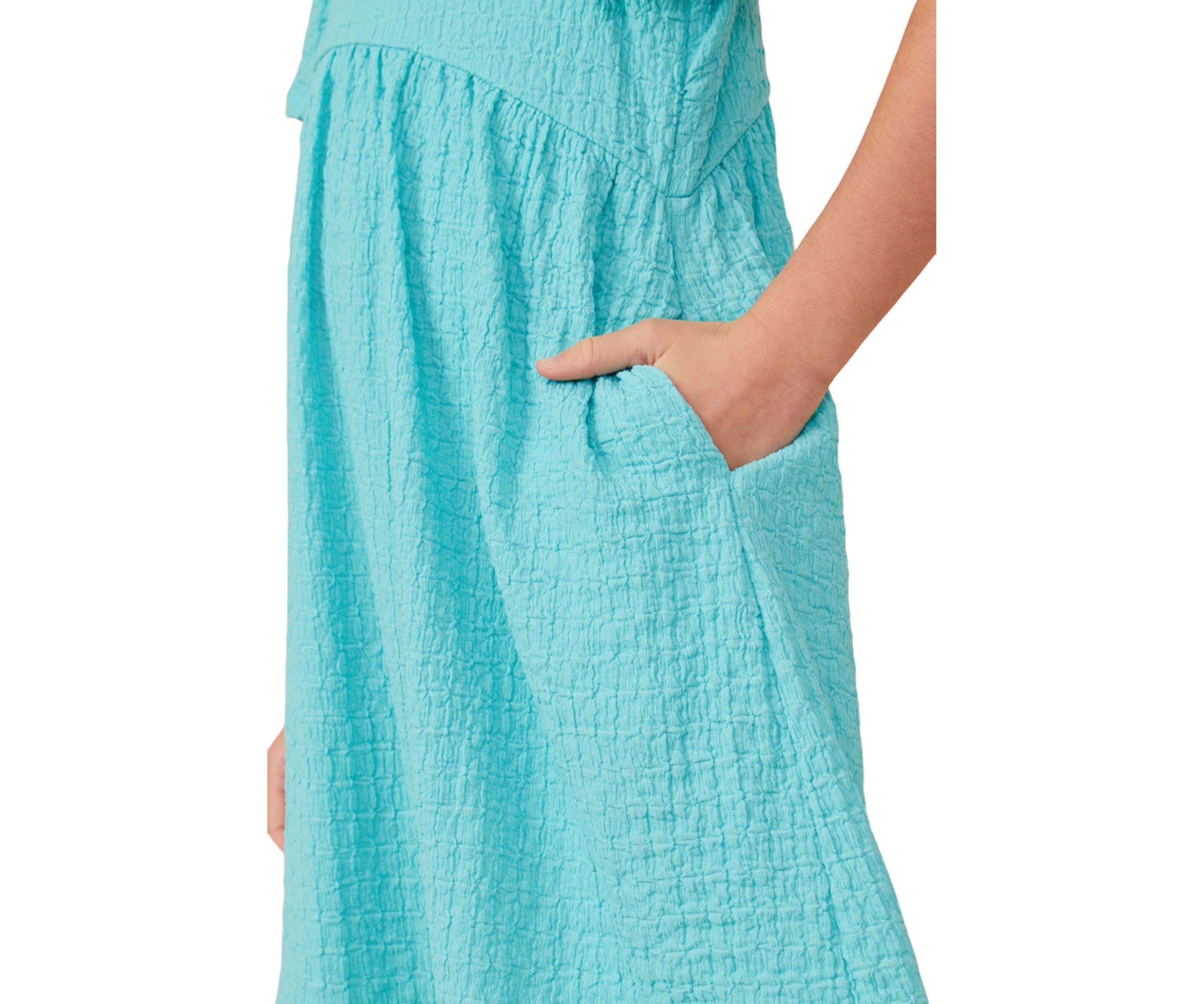Girls 7-16 Textured Rounded Waistline Dress
