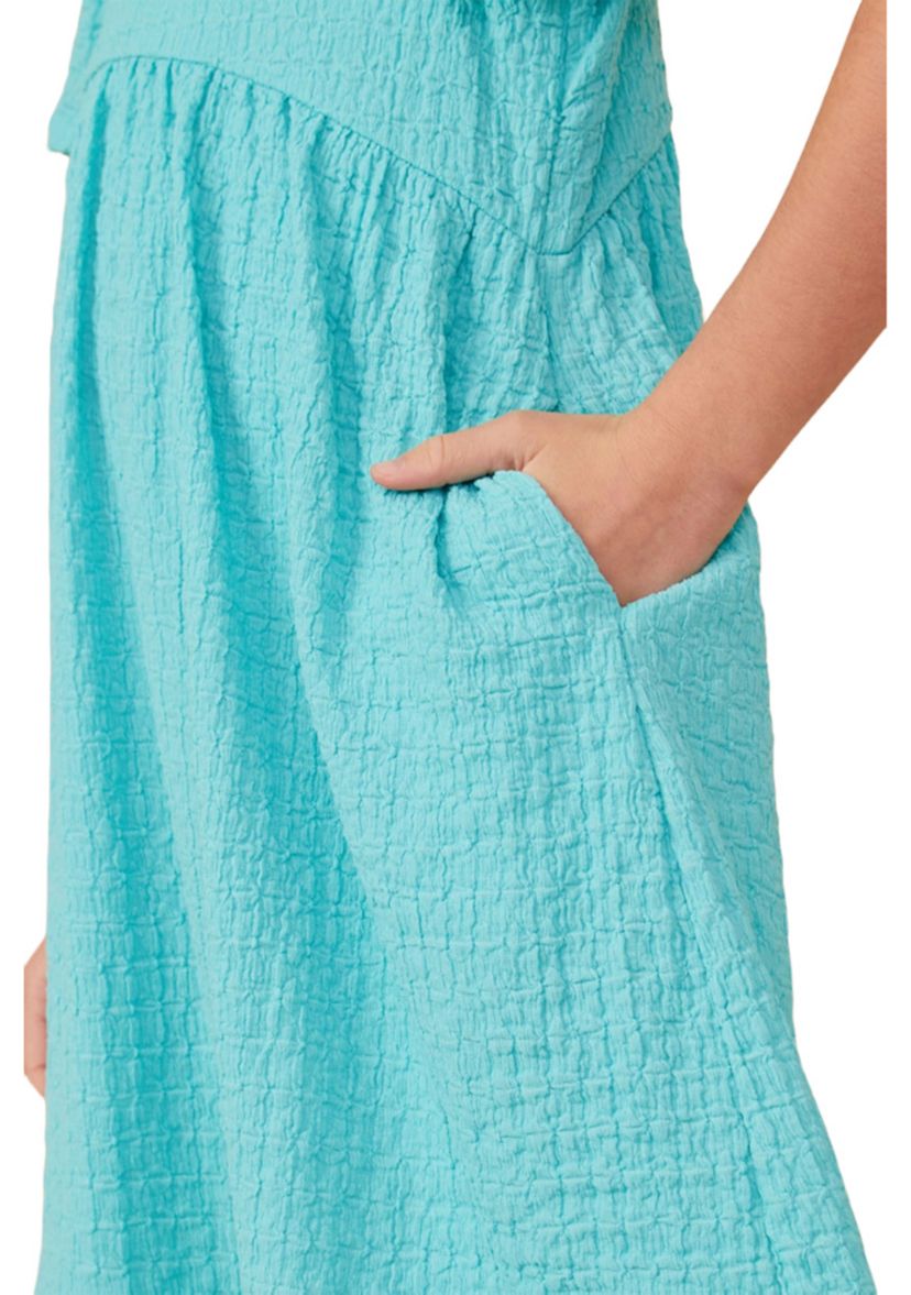 Girls 7-16 Textured Rounded Waistline Dress