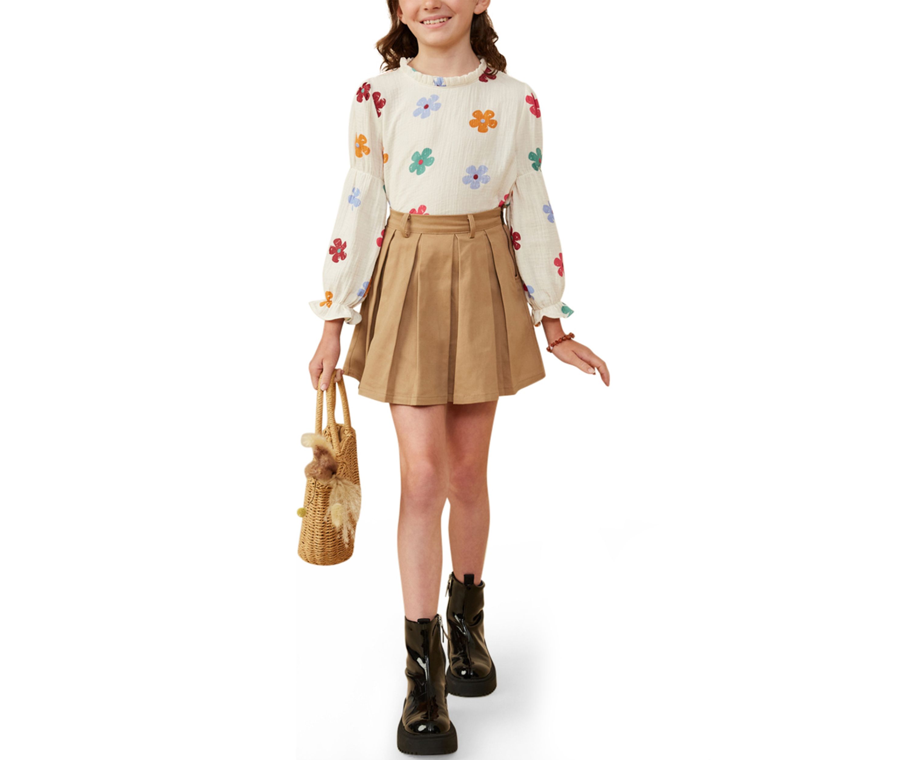 Girls 7-16 Pleated Skirt with Side Zipper
