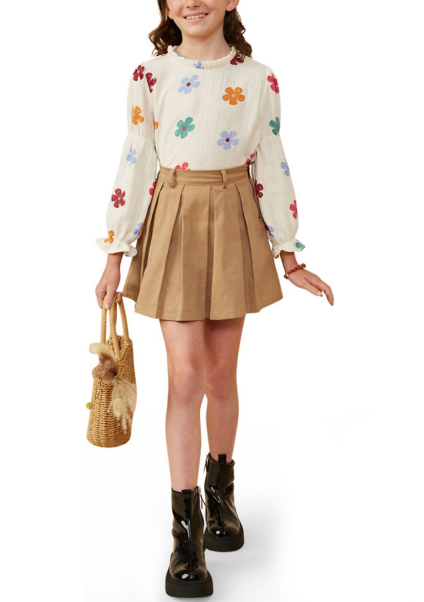 Girls 7-16 Pleated Skirt with Side Zipper