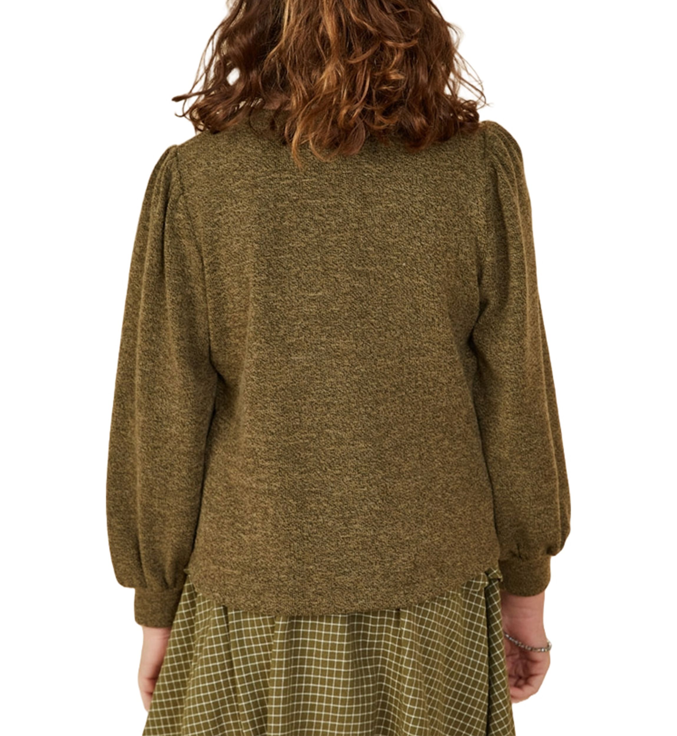 Girls 7-16 Knit Top with Plaid Bow