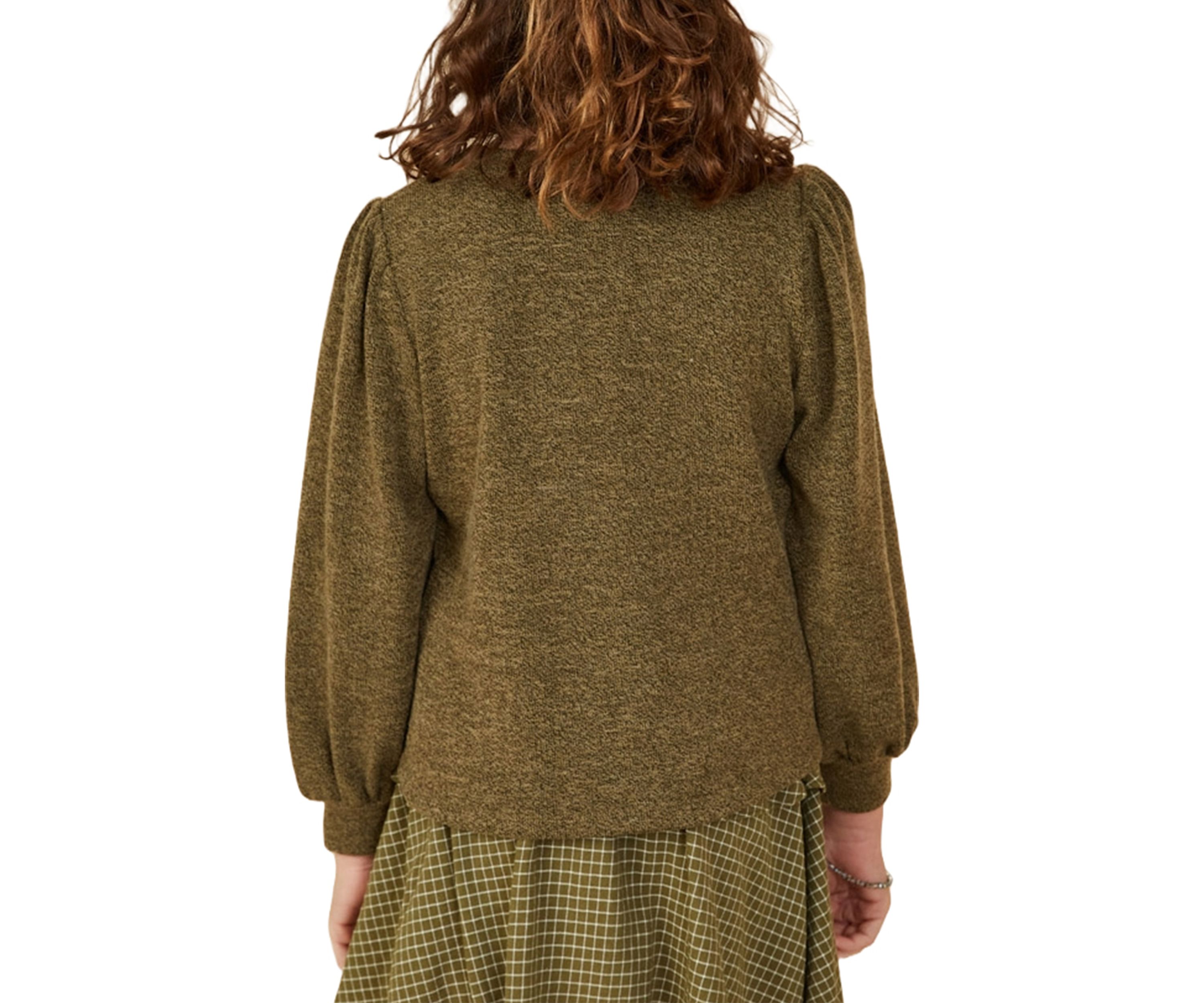 Girls 7-16 Knit Top with Plaid Bow