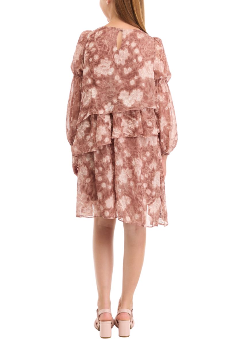 Girls 7-16 Long Sleeve Tiered Print Dress
