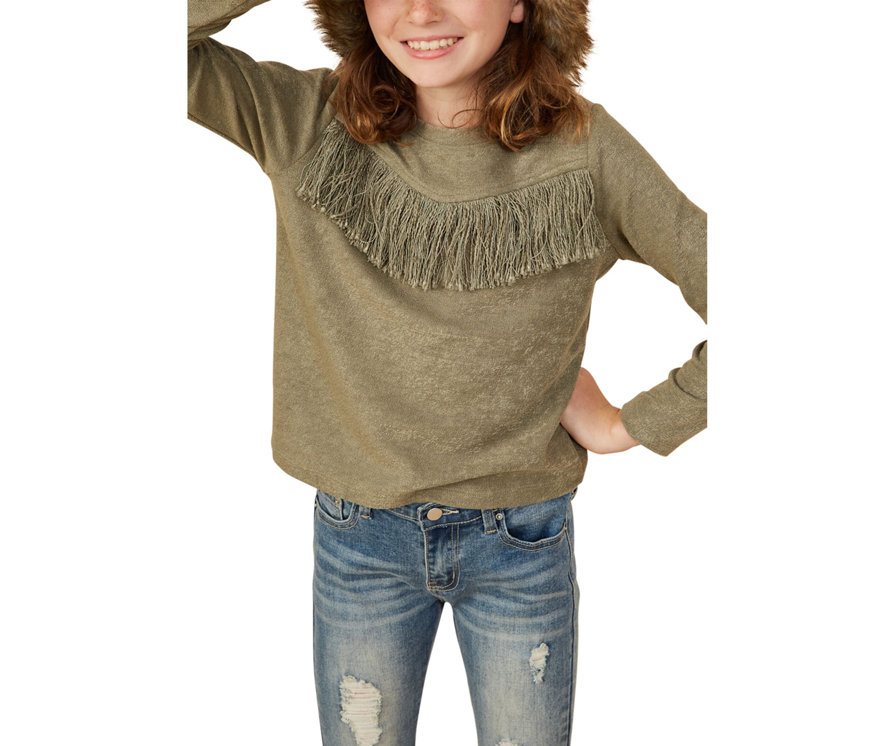 Girls 7-16 Fringed Top