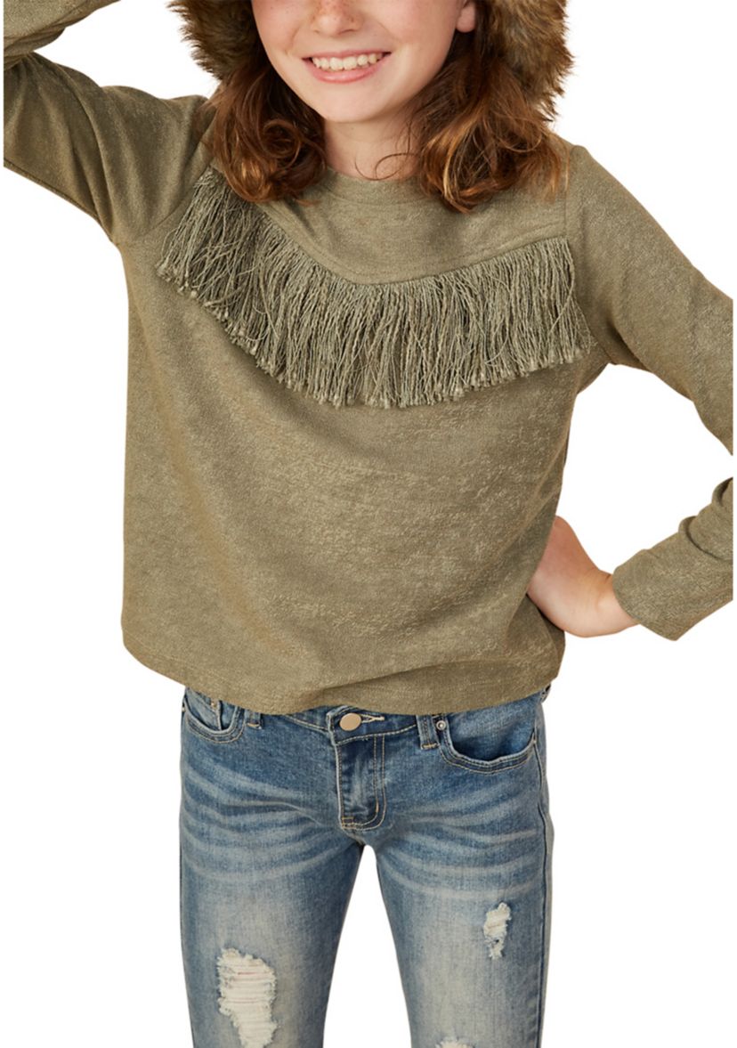 Girls 7-16 Fringed Top