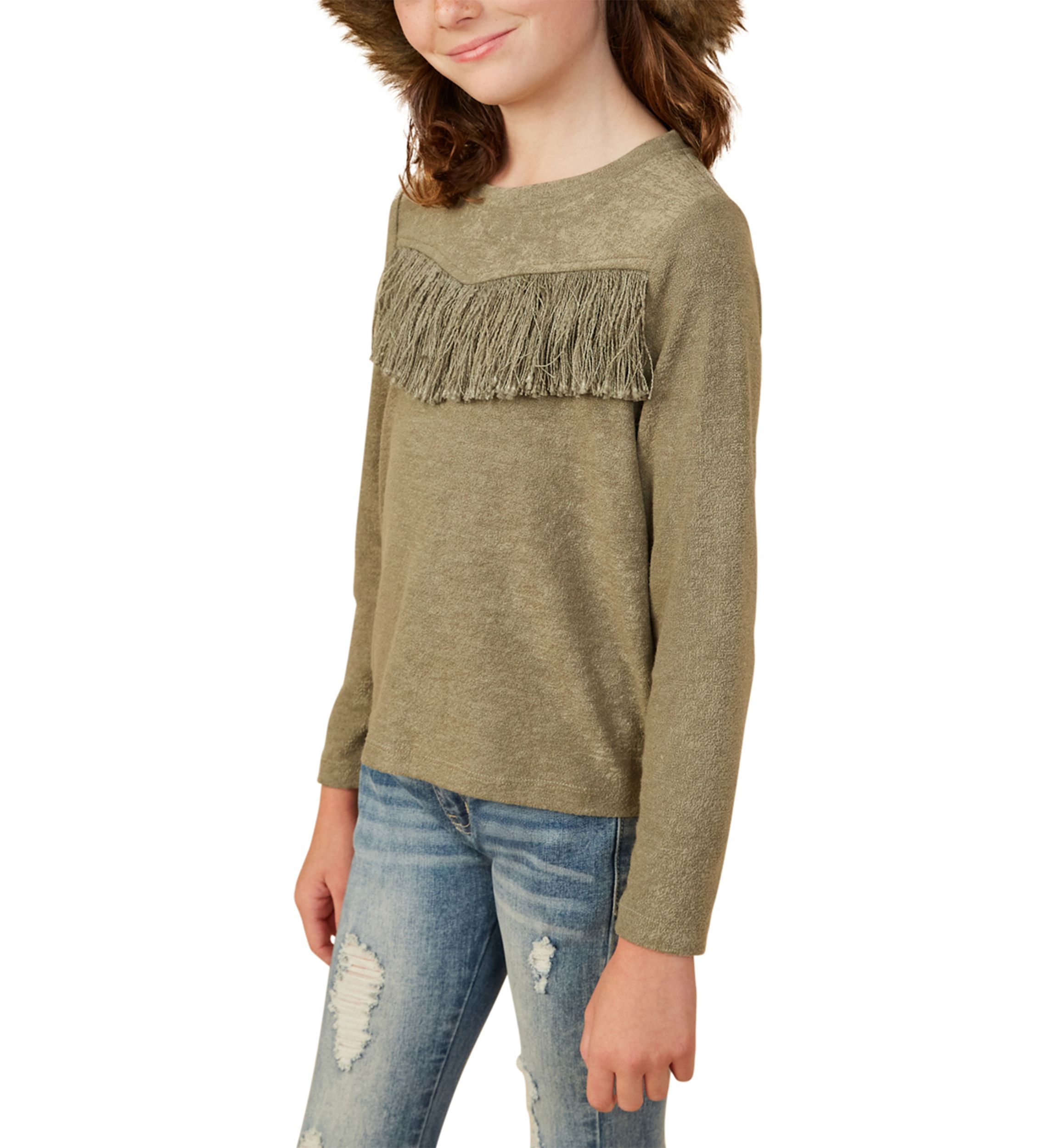 Girls 7-16 Fringed Top