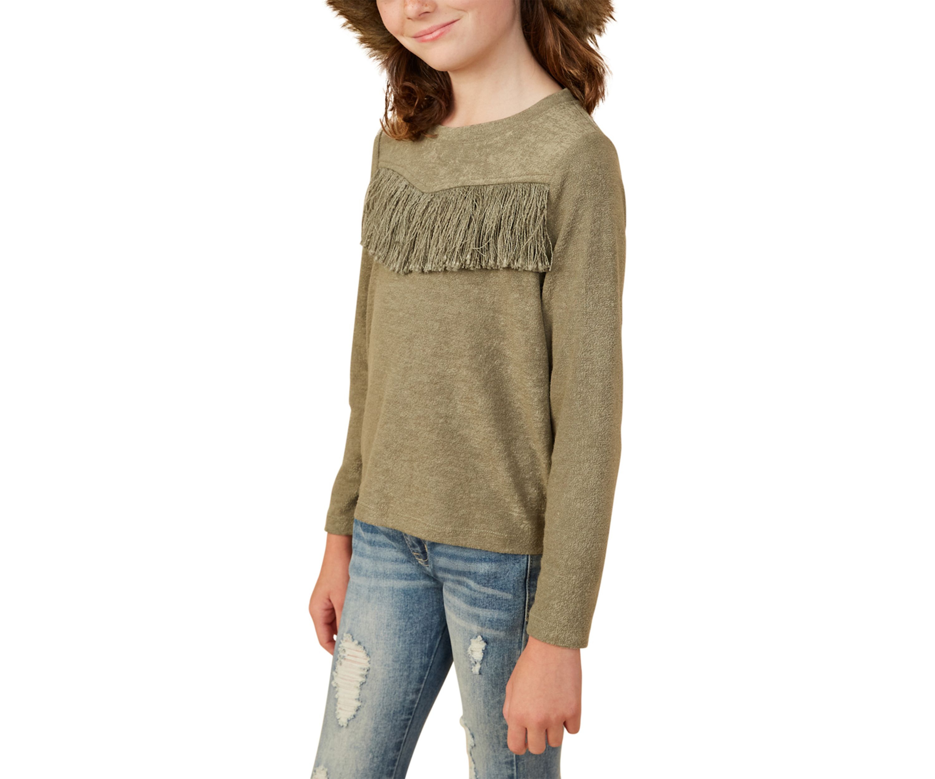 Girls 7-16 Fringed Top