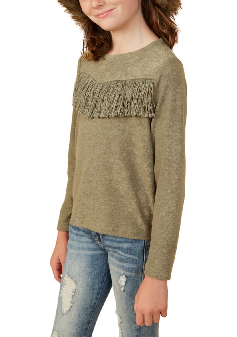 Girls 7-16 Fringed Top