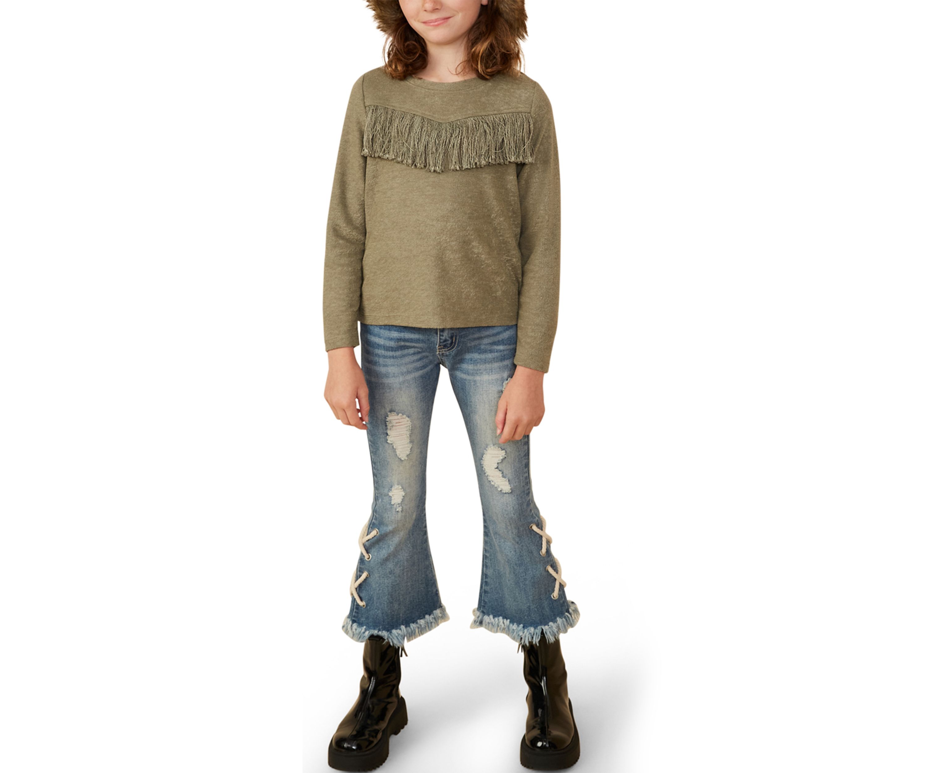Girls 7-16 Fringed Top