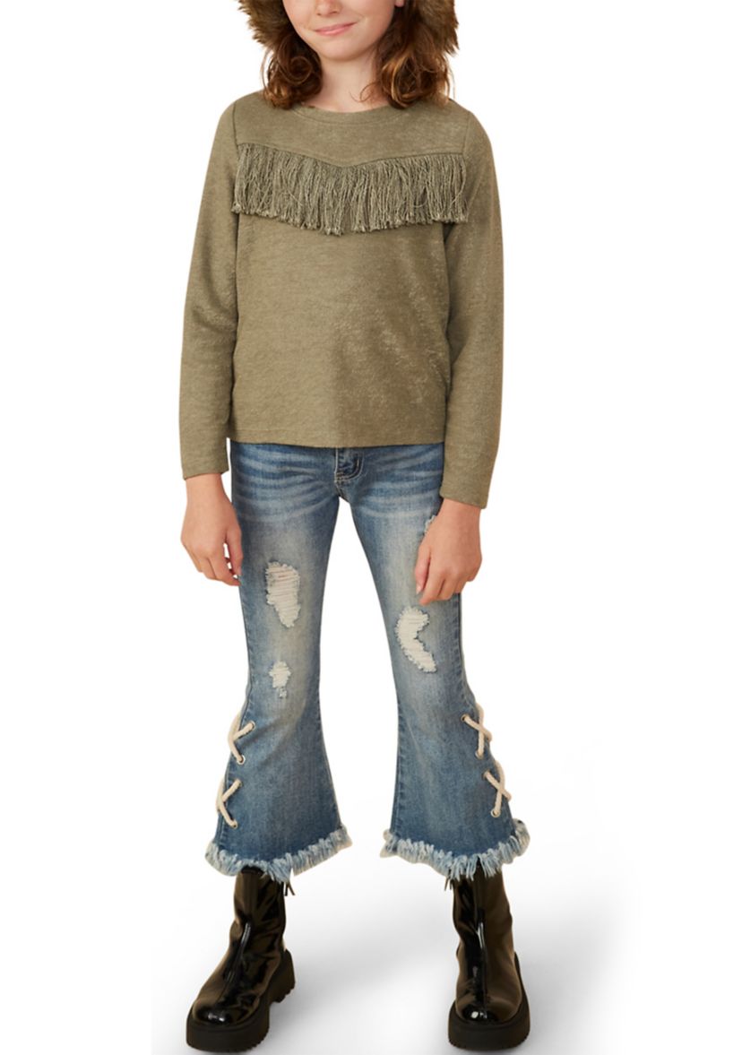 Girls 7-16 Fringed Top