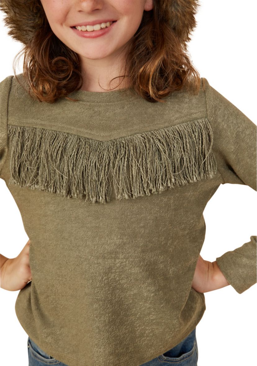 Girls 7-16 Fringed Top
