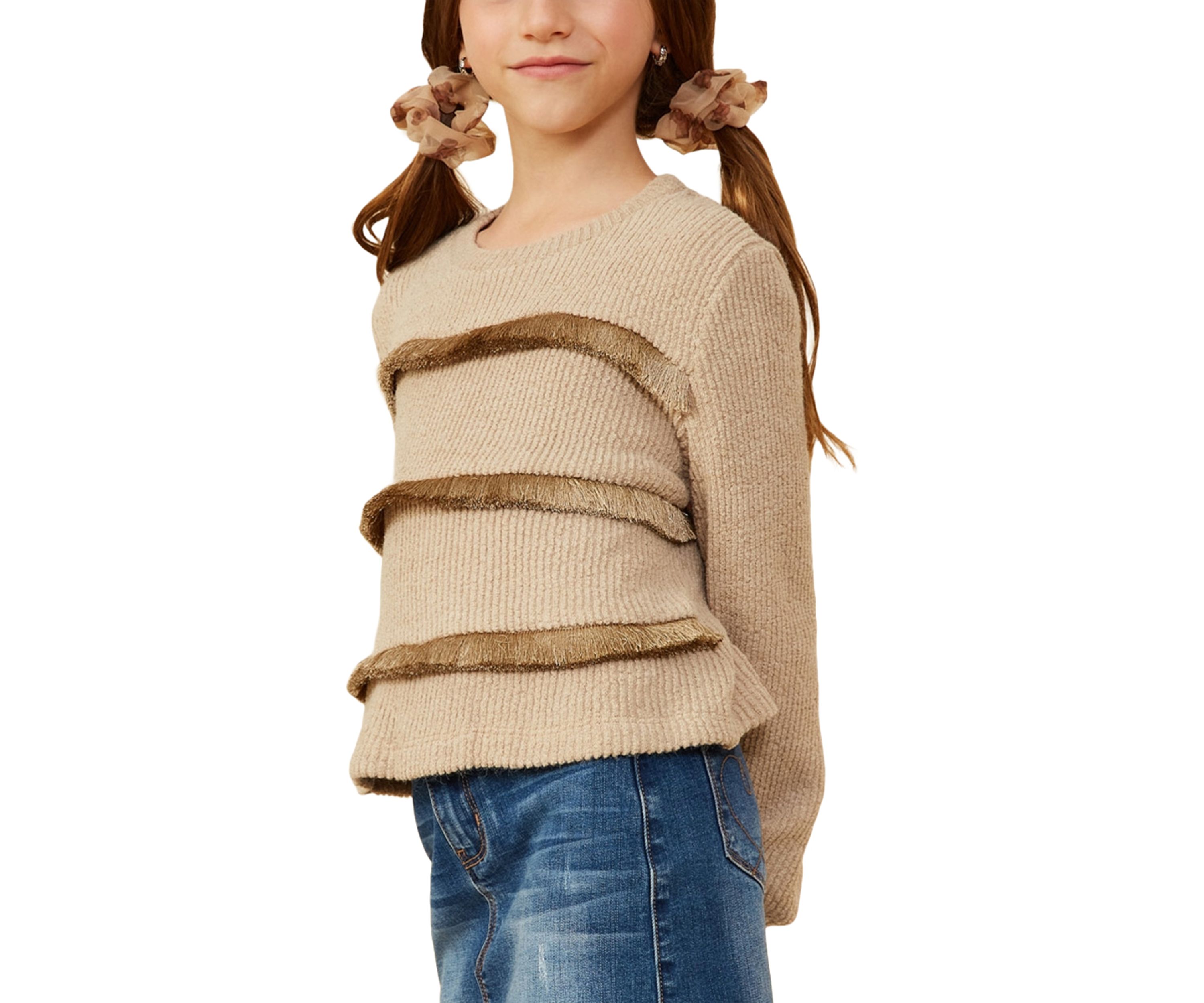 Girls 7-16 Fringe Long Sleeve Top