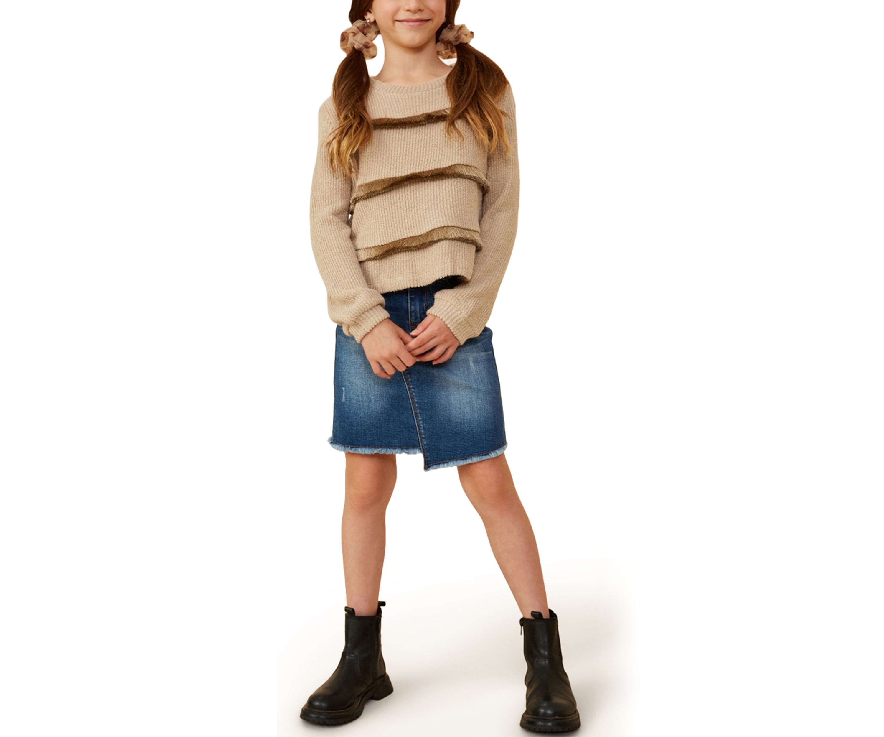 Girls 7-16 Fringe Long Sleeve Top