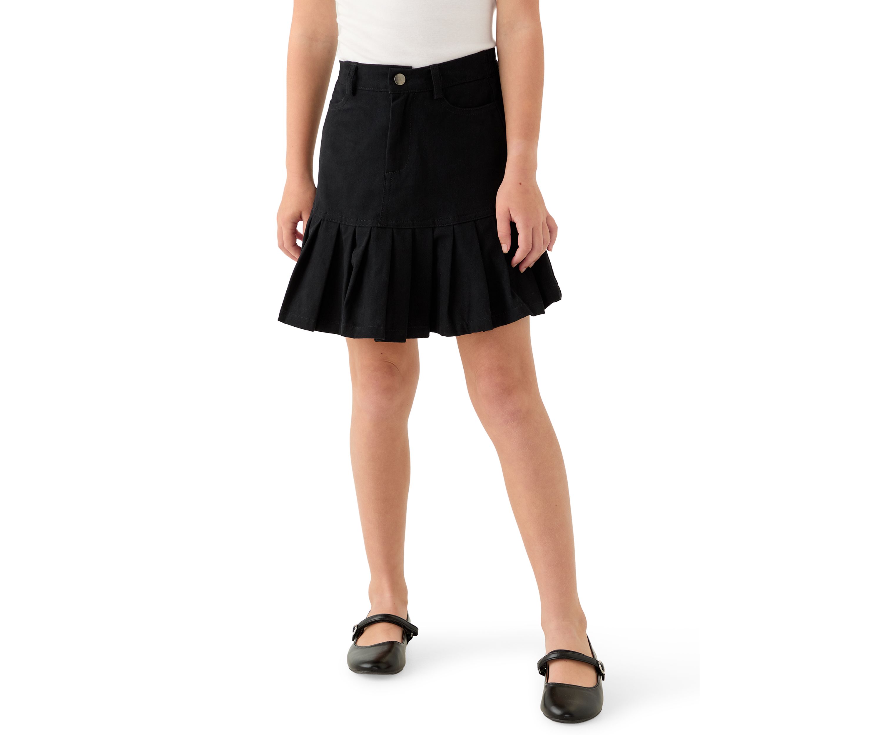 Girls 7-16 Pleated Hem Denim Skirt