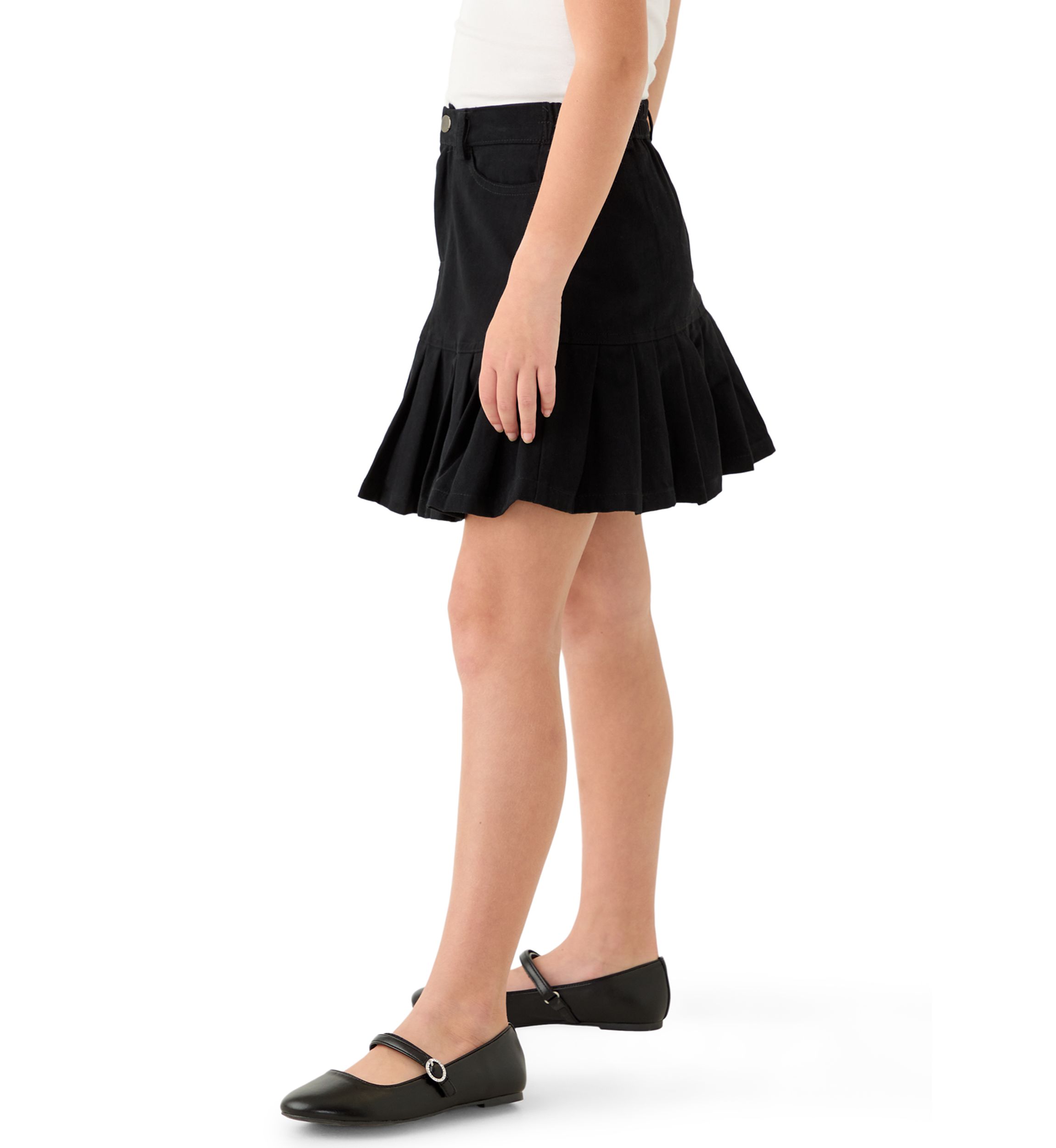 Girls 7-16 Pleated Hem Denim Skirt