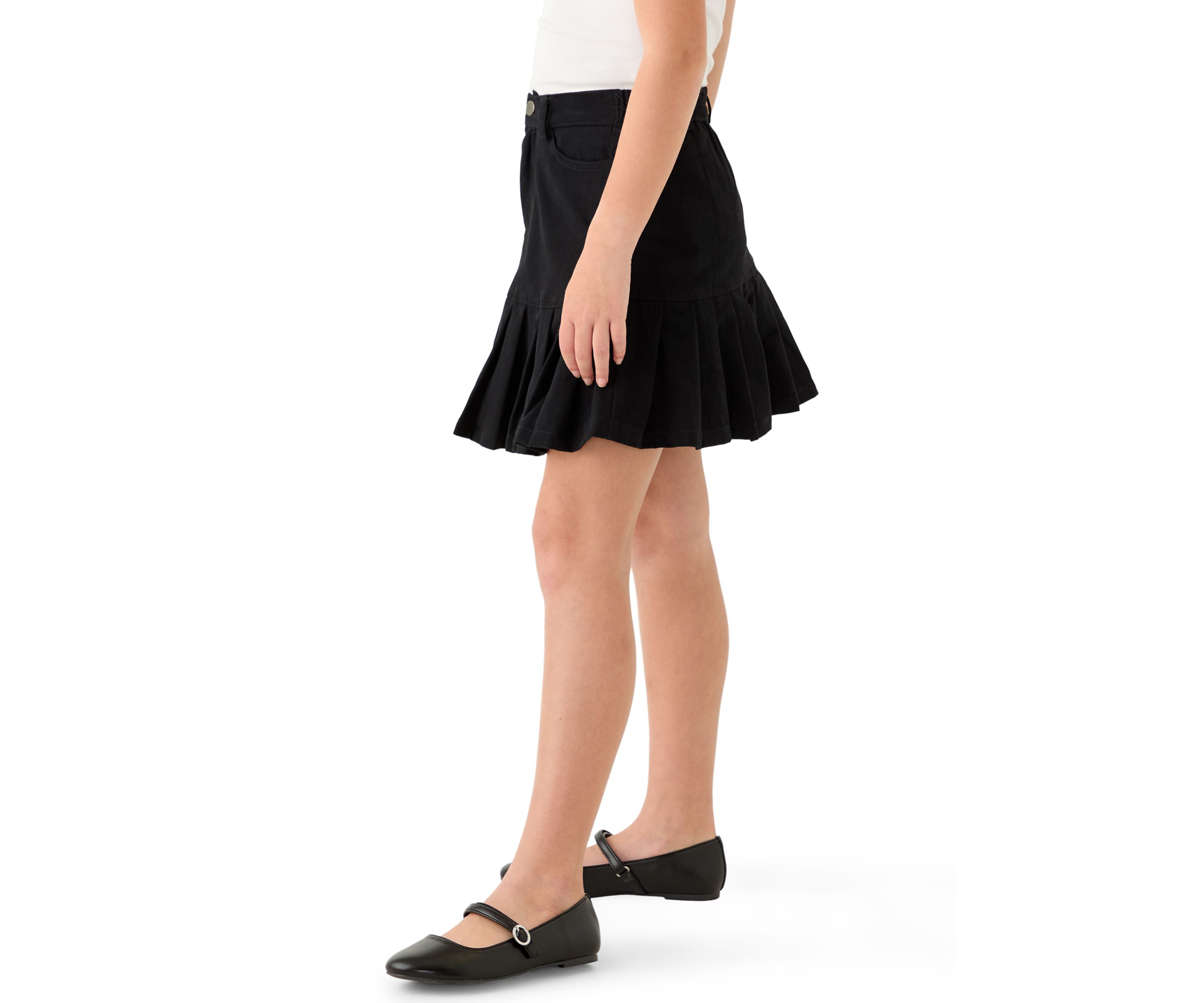 Girls 7-16 Pleated Hem Denim Skirt