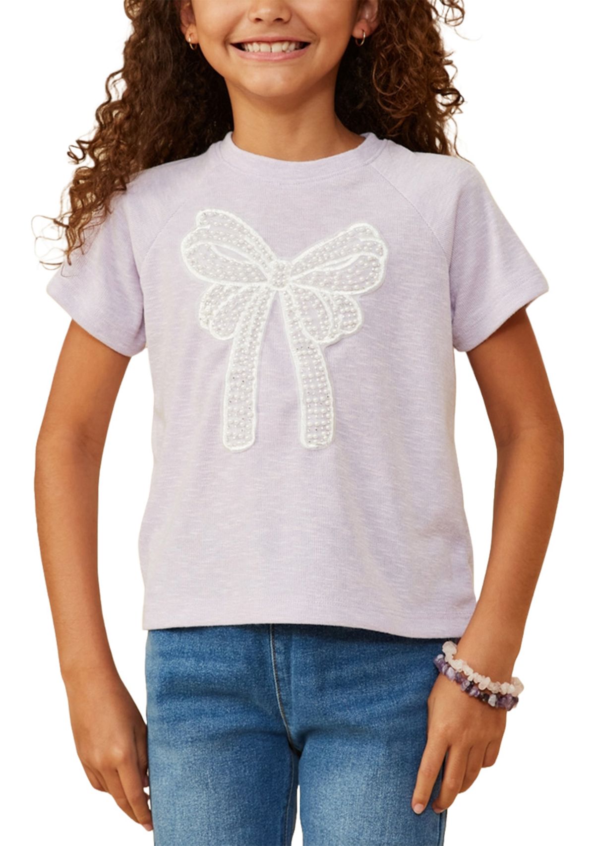 Girls 7-16 Pearl Ribbon Knit Top