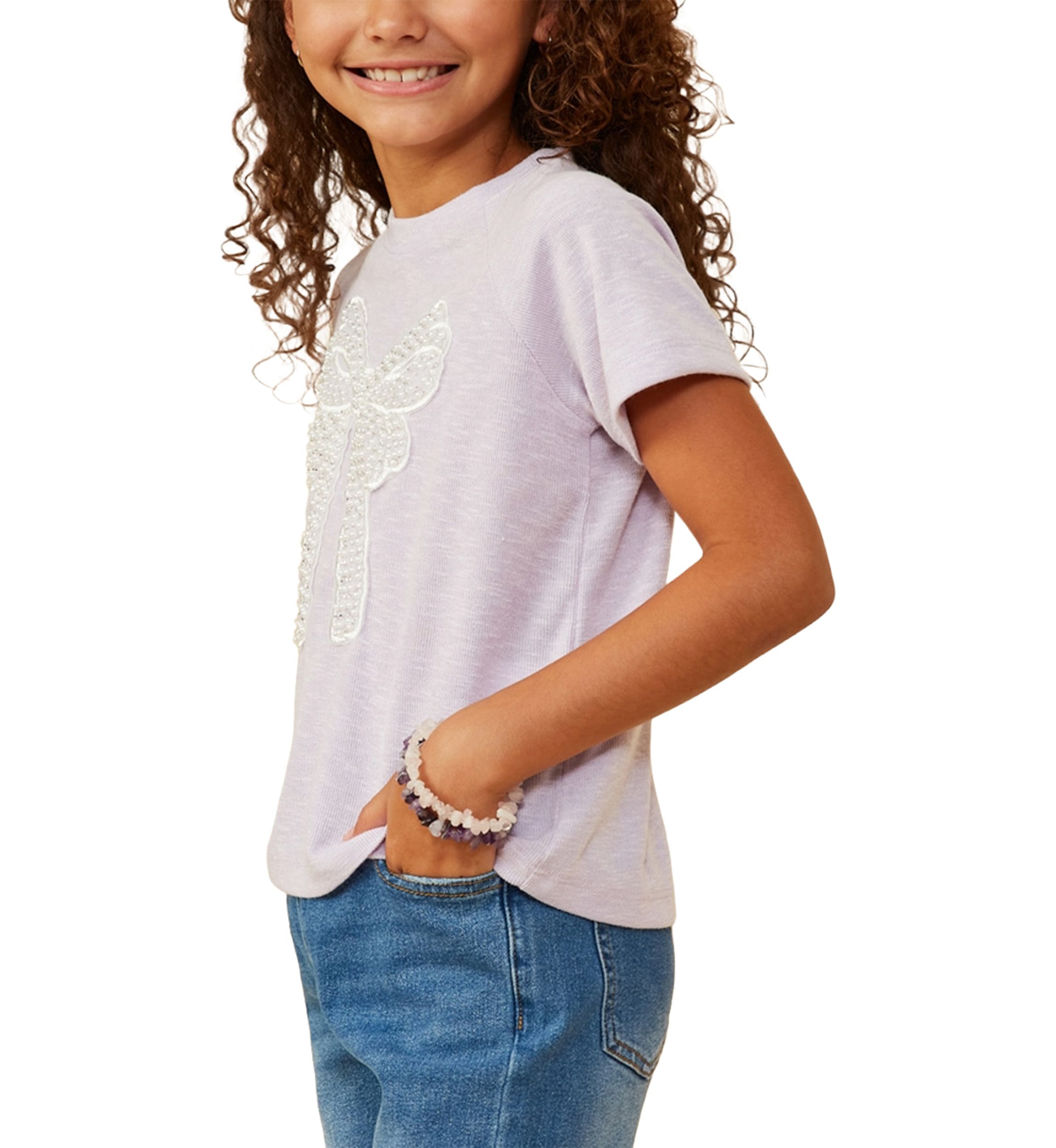 Girls 7-16 Pearl Ribbon Knit Top
