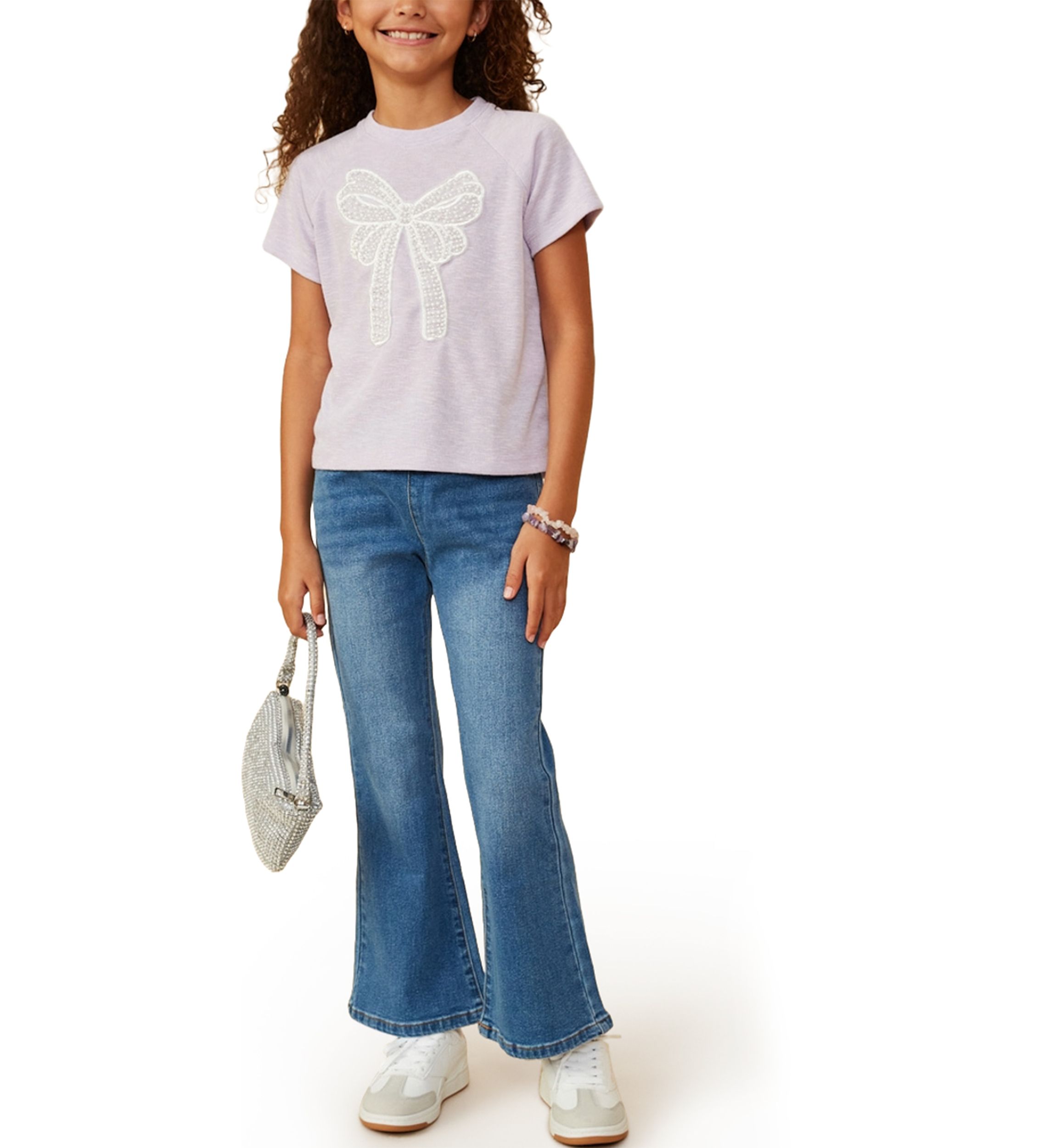 Girls 7-16 Pearl Ribbon Knit Top