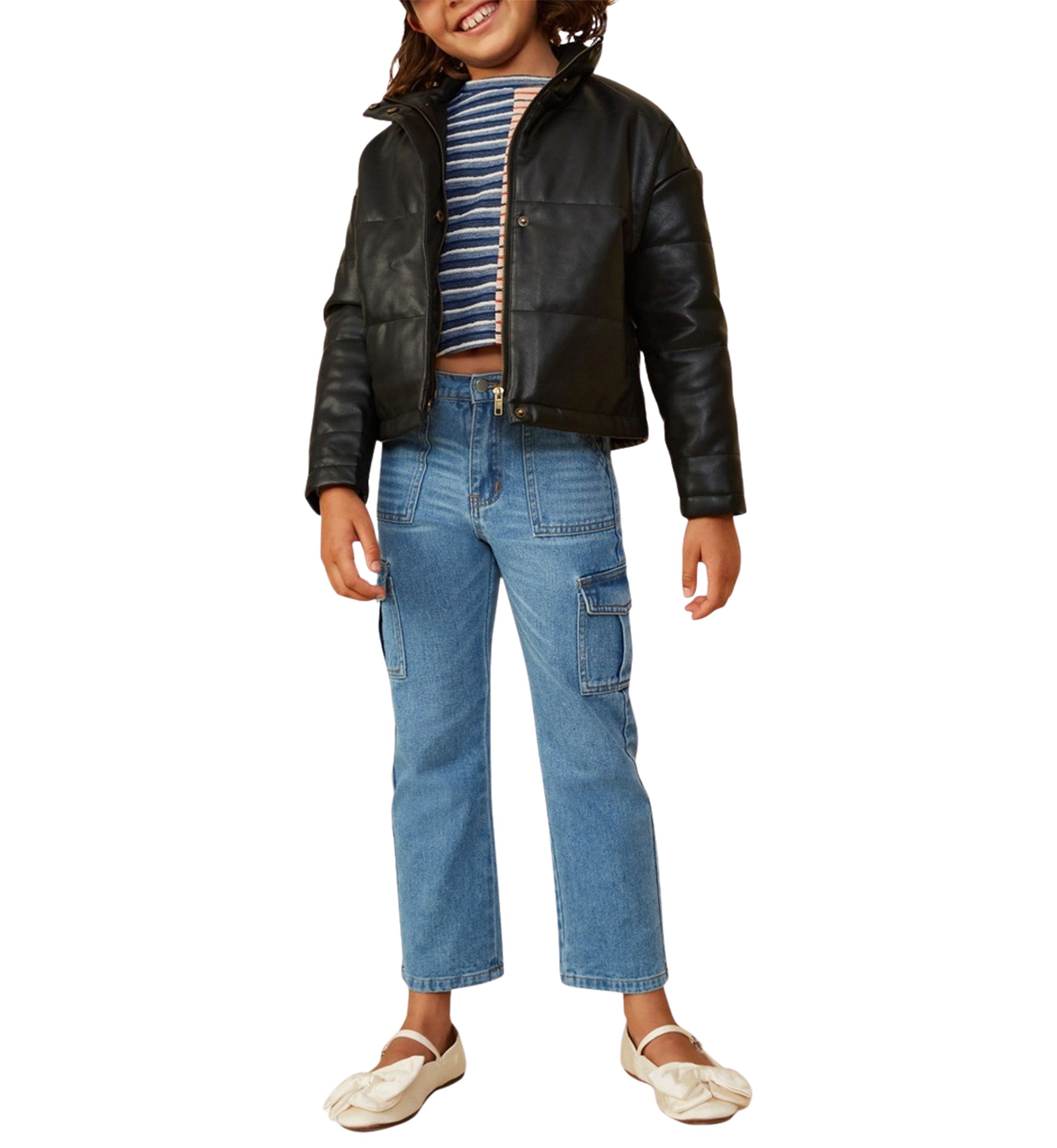 Girls 7-16 Faux Leather Puffer Jacket