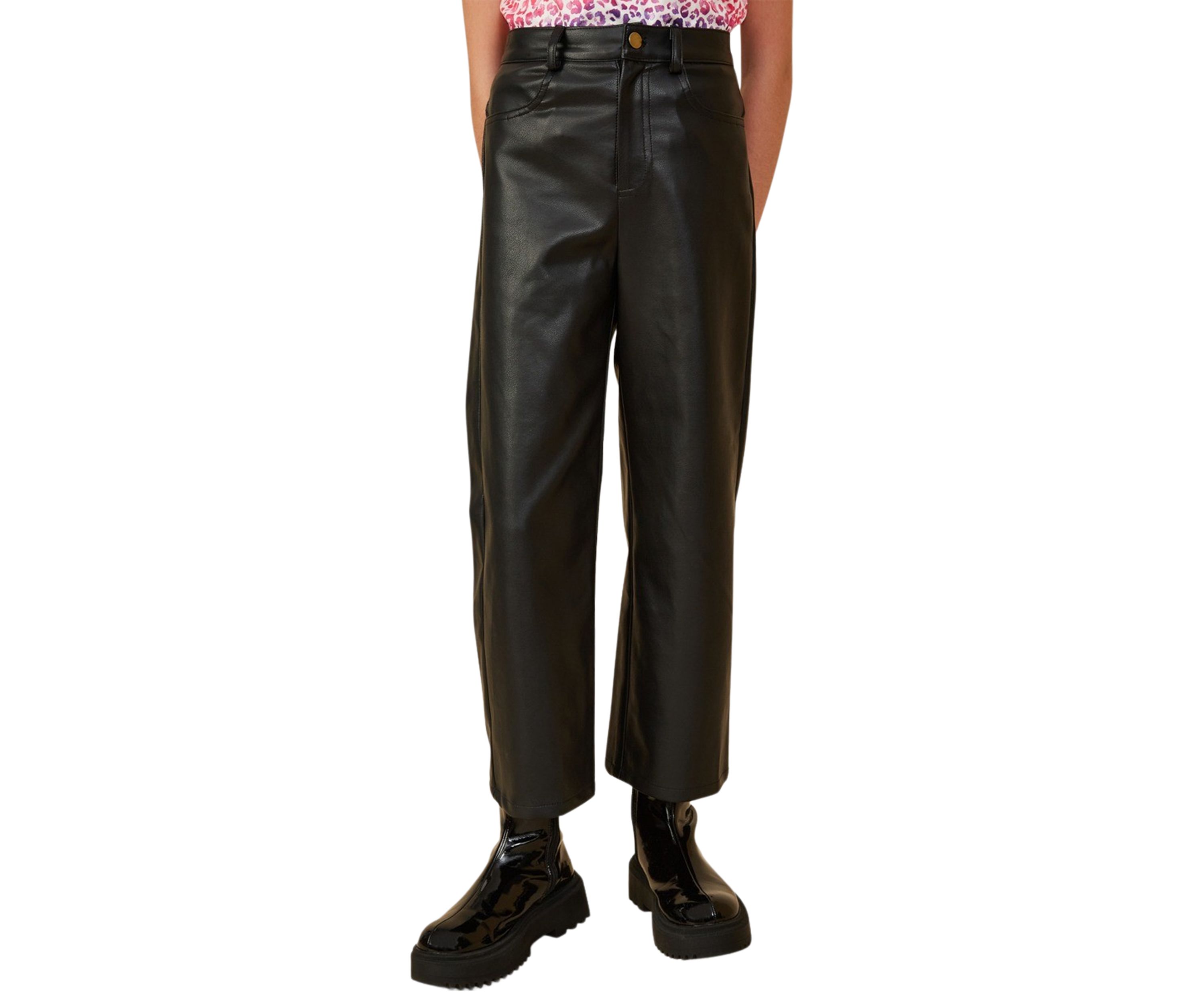 Girls 7-16 Faux Leather Straight Leg Pants