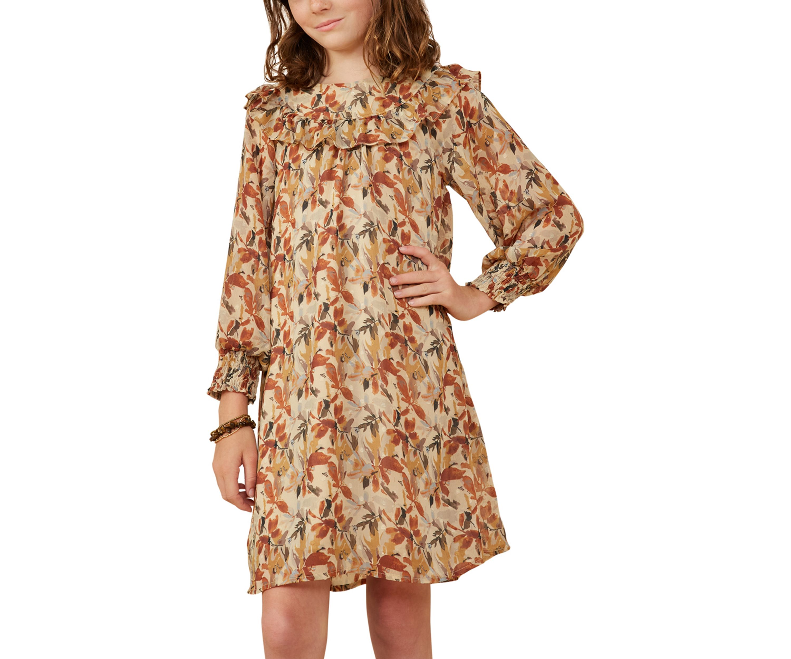 Girls 7-16 3/4 Sleeve Floral Printed Dress