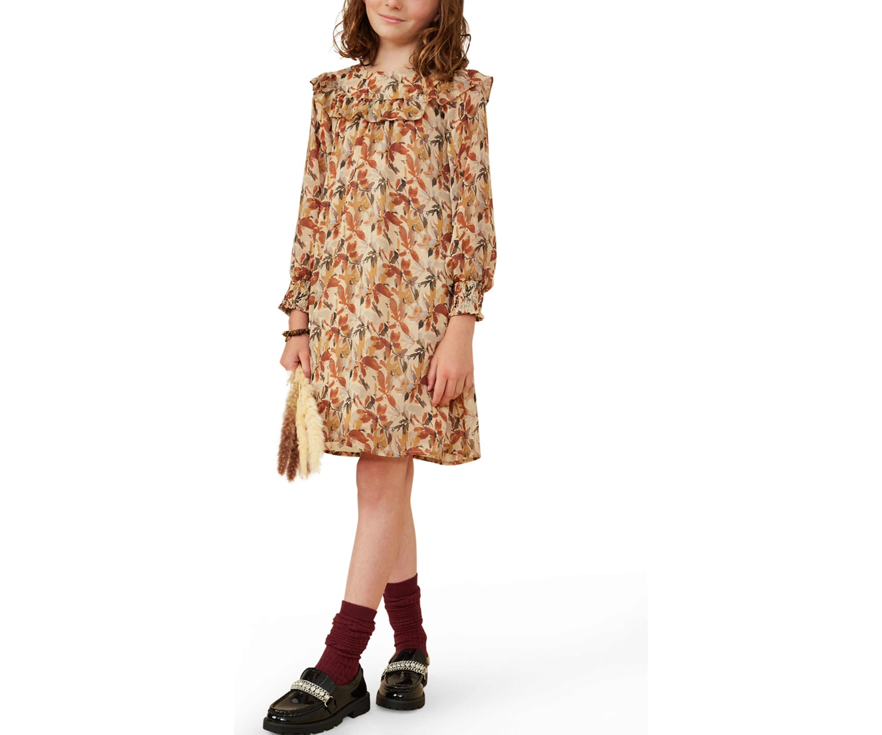 Girls 7-16 3/4 Sleeve Floral Printed Dress