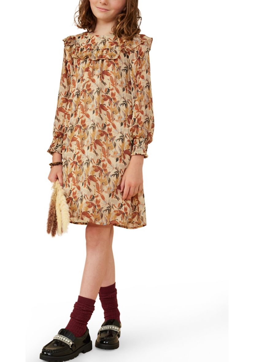 Girls 7-16 3/4 Sleeve Floral Printed Dress