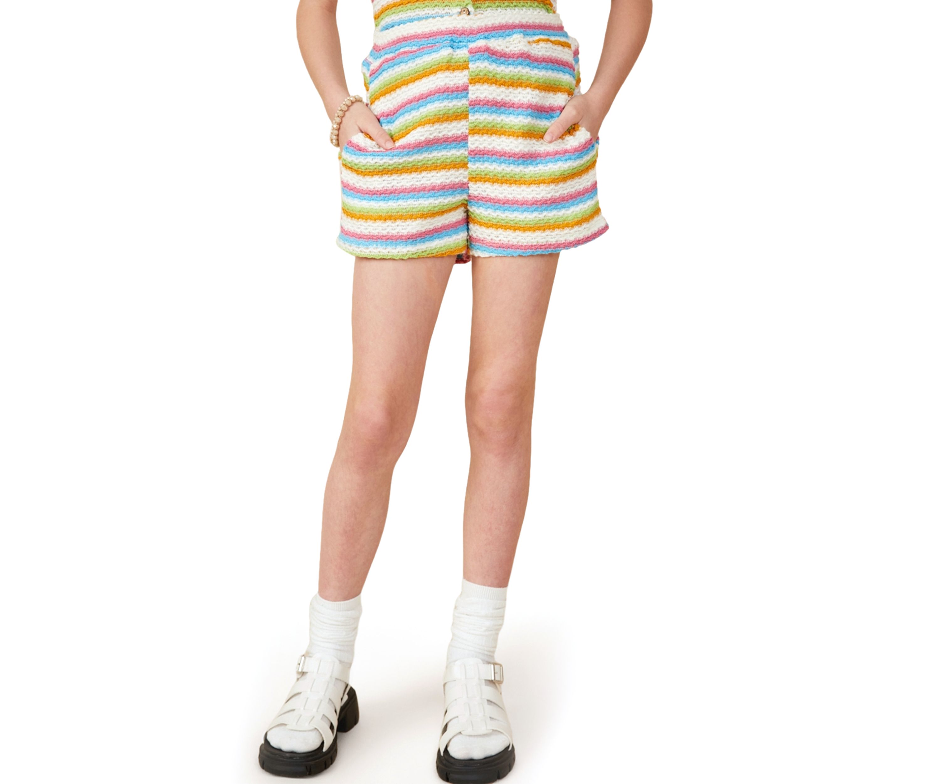 Girls 7-16 Striped Shorts