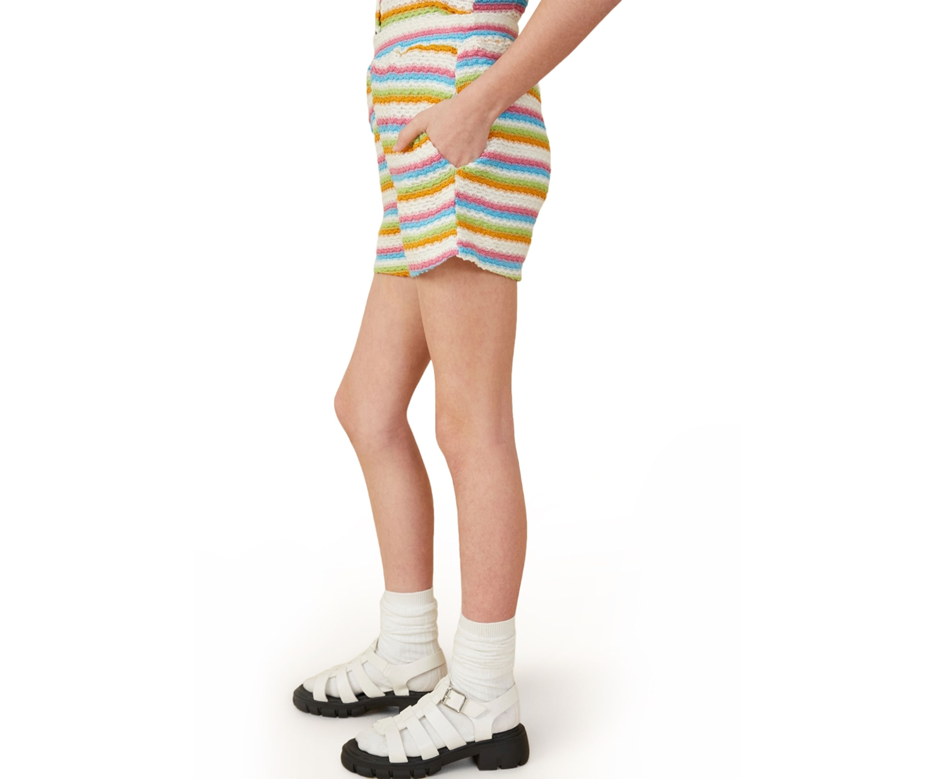 Girls 7-16 Striped Shorts