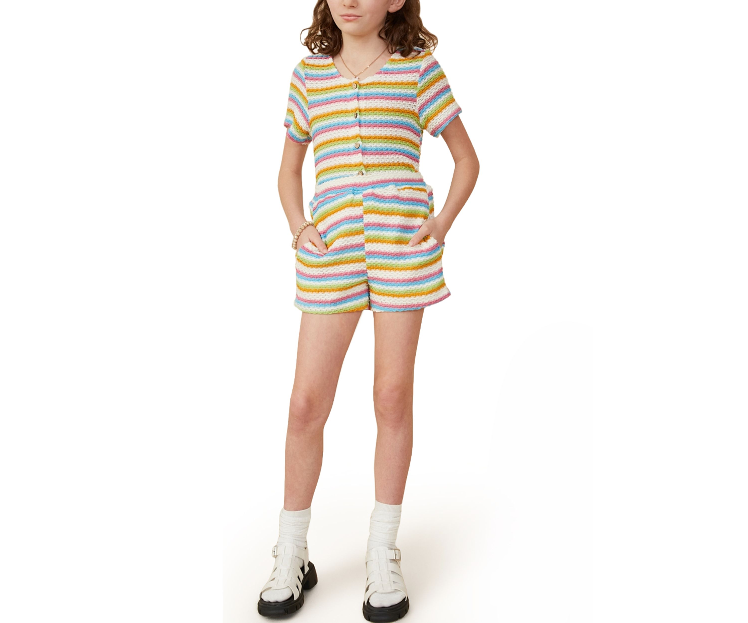 Girls 7-16 Striped Shorts
