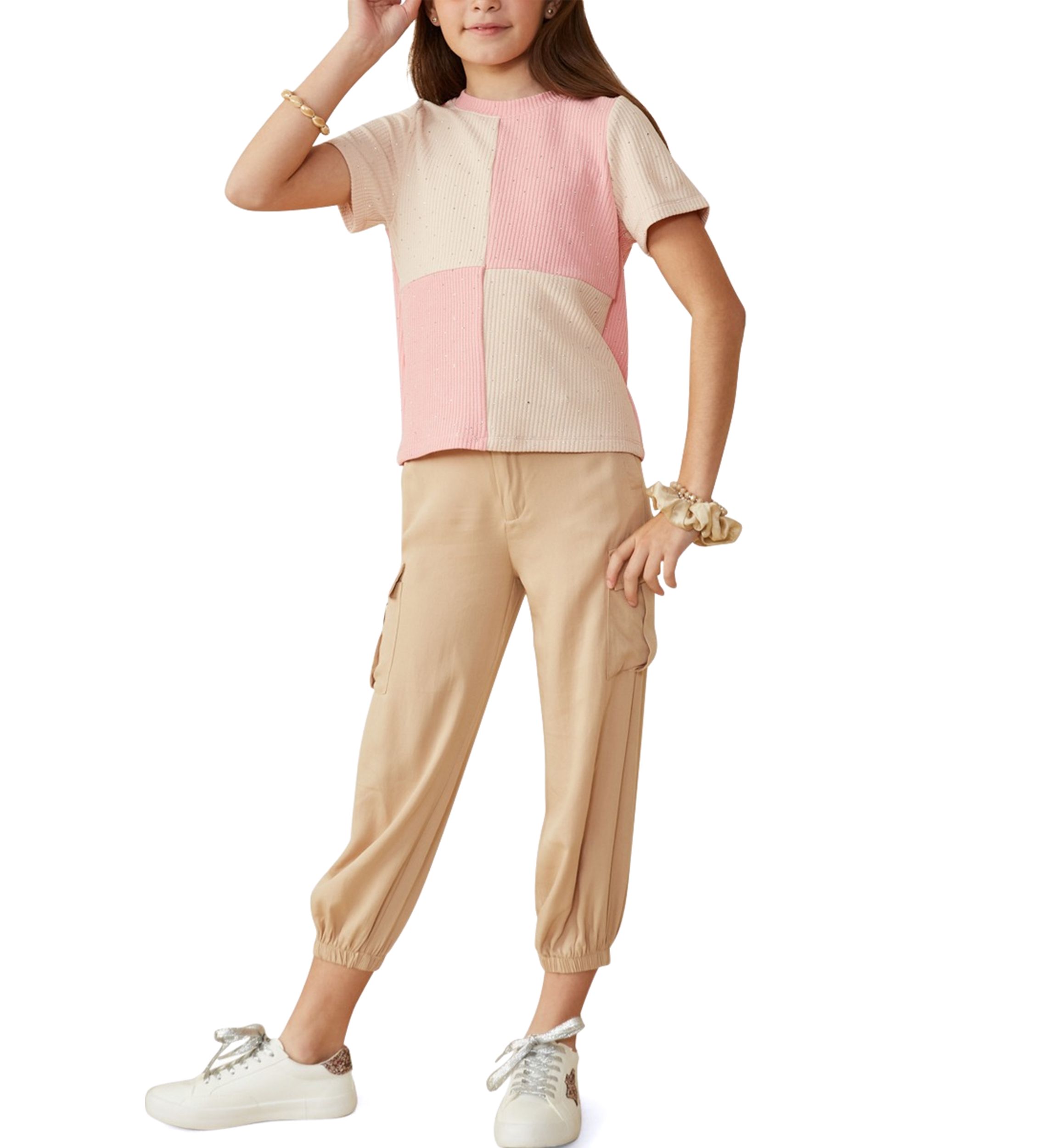 Girls 7-16 Patch Contrast Top