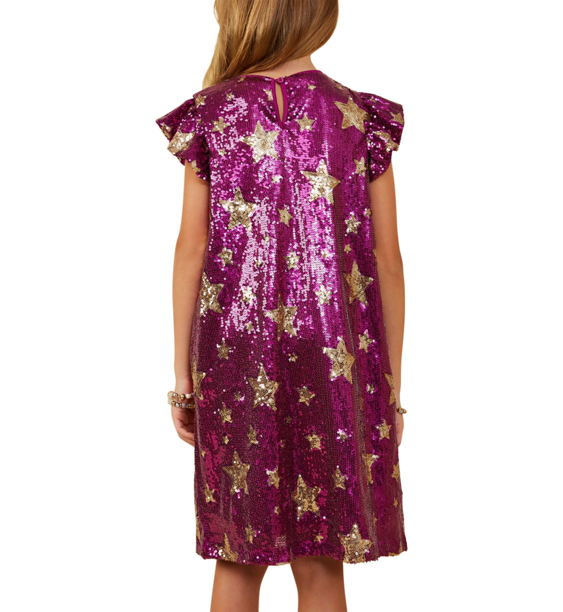 Girls 7-16 Sequin Star Printed Shift Dress